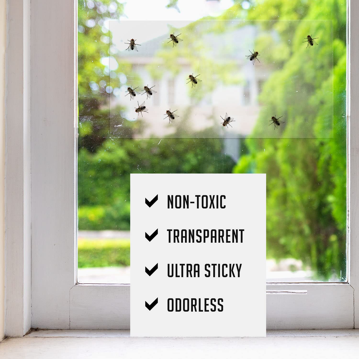 Fliegenfallen für den Innenbereich, transparent, 30 Stück – Fliegenfensterfallen für den Innenbereich, klebrige Fliegenfalle für den Innenbereich, ungiftige Fliegenstreifen für Fenster,