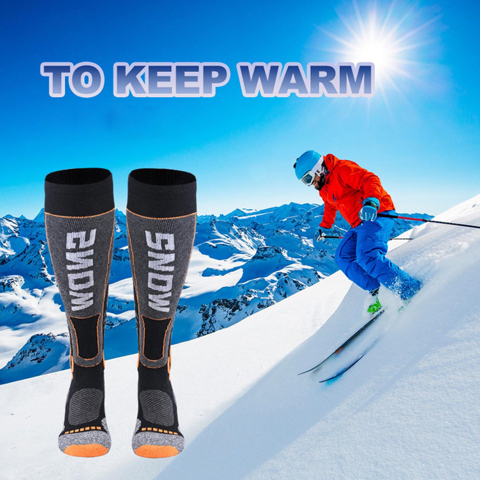 2 Pares Calcetines Esquí Lana Merino Para Hombre y Mujer Térmicos y Resistentes Calcetines Invierno Hasta la Rodilla Ajuste Anatómico Absorbe la humedad para Esquí,Snowboard y Excursionismo