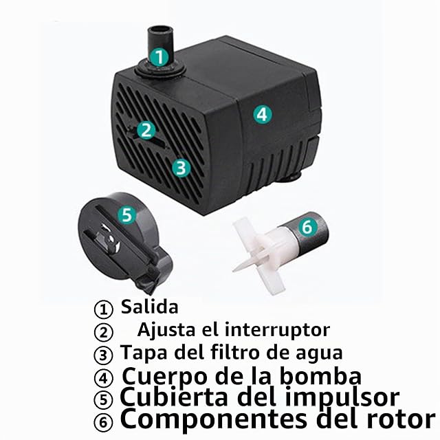 Foto 4 de 5 de Mini bomba de agua 4 W, 280 L/H 110 V-220 V, 8 LED, para acuarios y estanques, fuentes