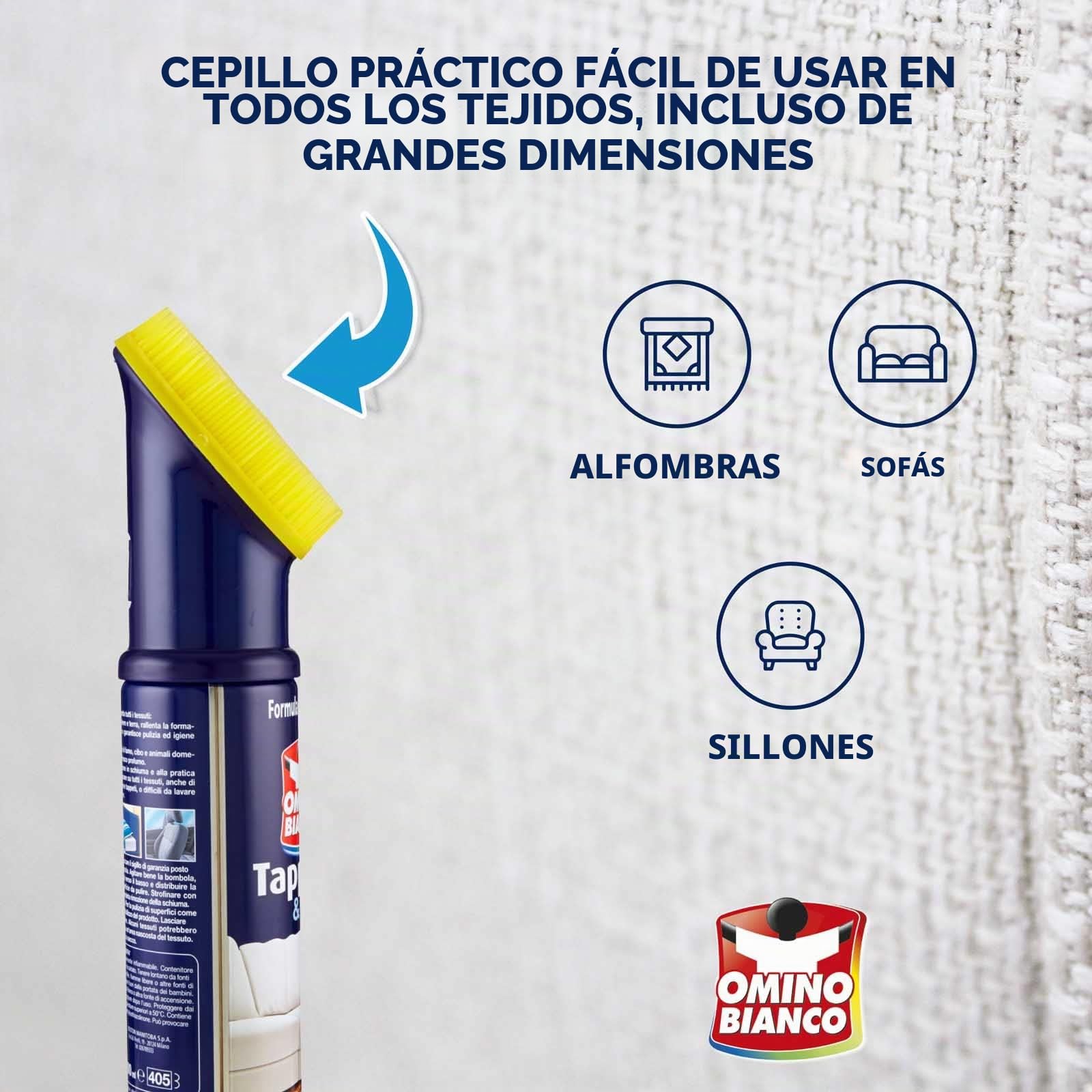 Omino Bianco Gel – Producto específico para alfombras y sofás, limpiador y limpiador de tejidos con fórmula antiolor, 2 unidades de 300 ml