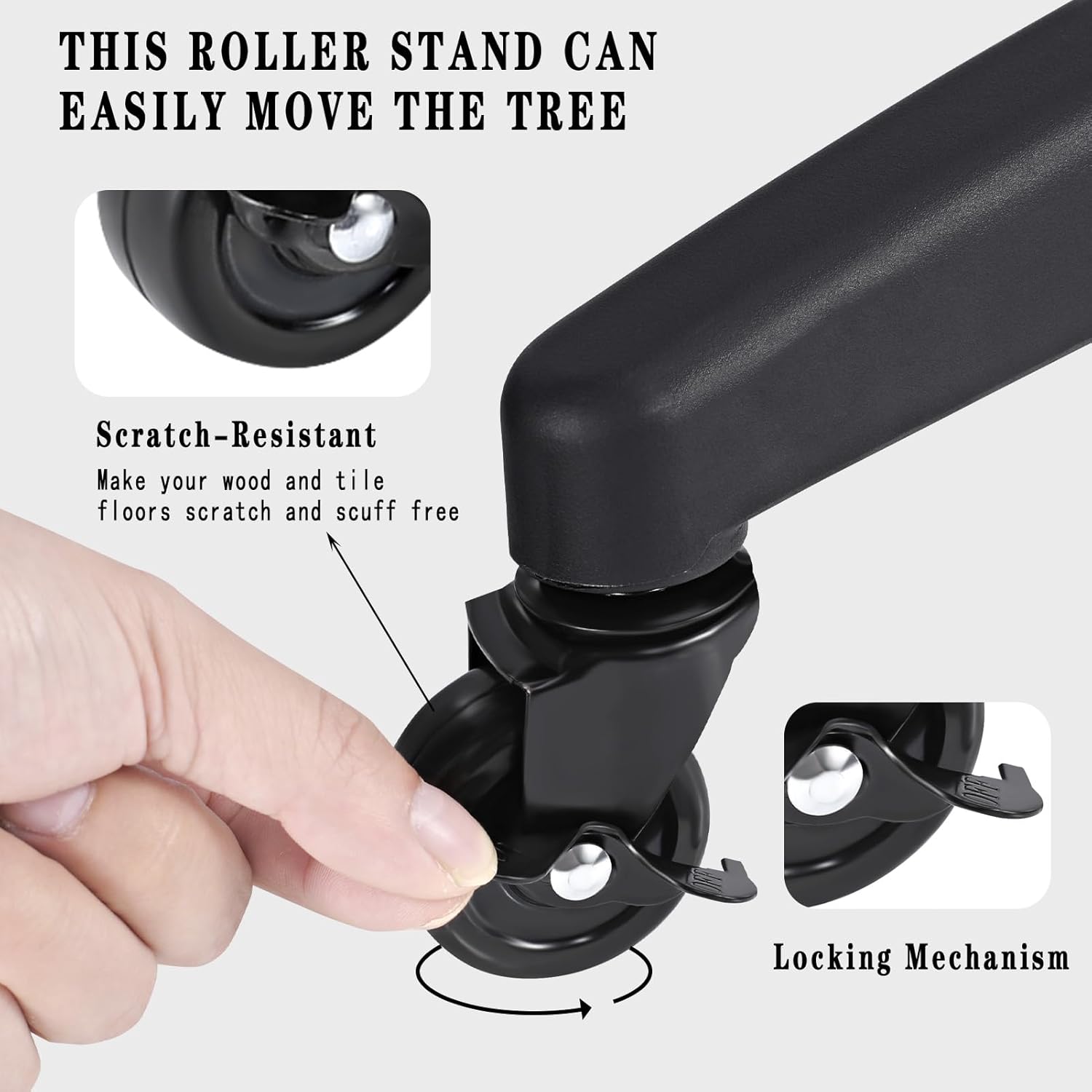 Rolling Artificial Christmas Tree Stand Base Movable Fake Tree Stand for Artificial Christmas Trees up to 7.5 feet Tall Green Skirt Set (Black, 31)