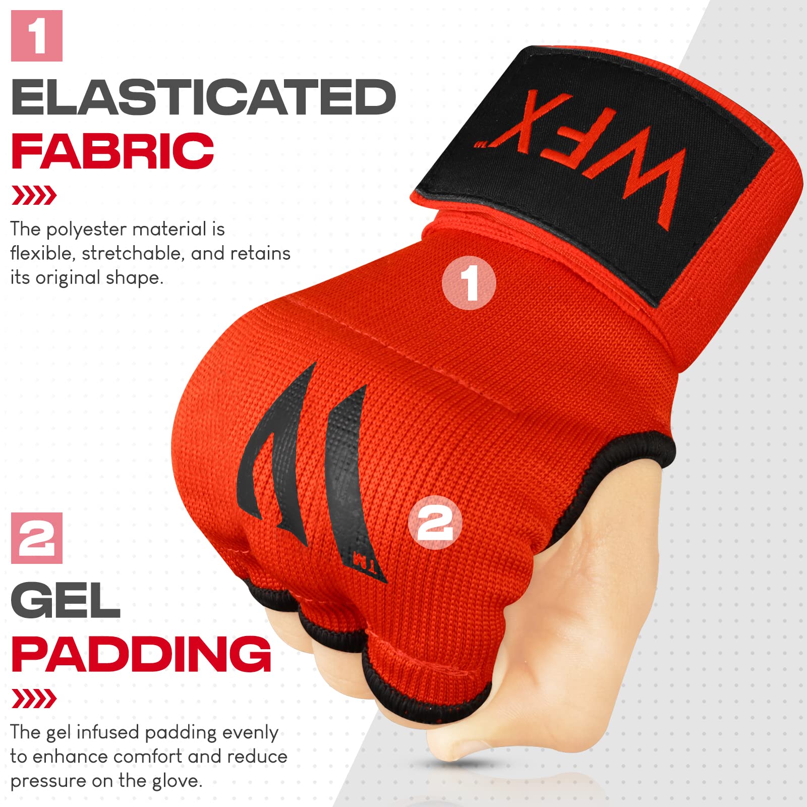 Bandages De Boxe 5m Semi-élastiques - Pour Boxe, MMA, Arts Martiaux - Avec Boucle Pouce