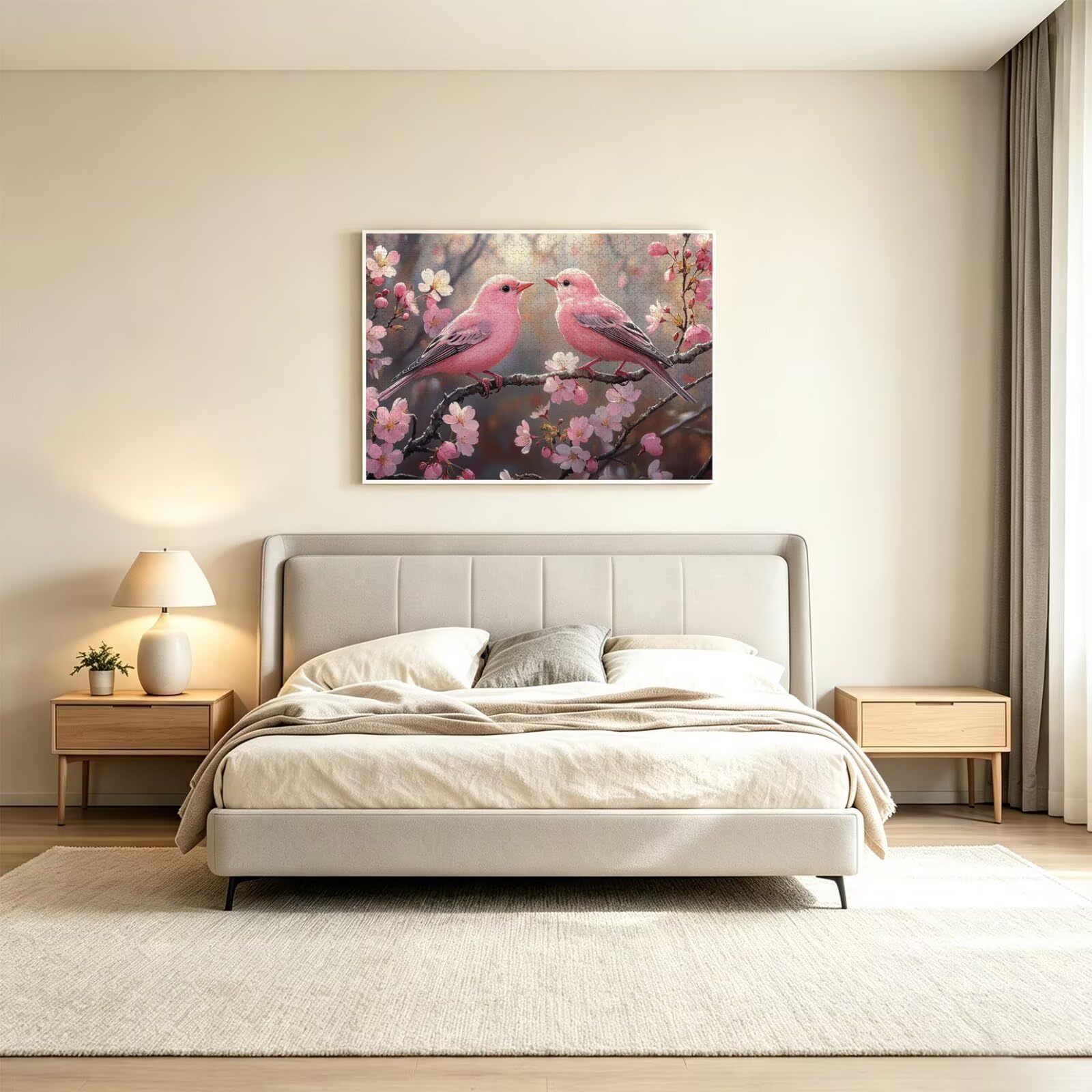 Puzzle dla dorosłych 2000, kwiat wiśni wróbel, 99 x 70 cm, n-830