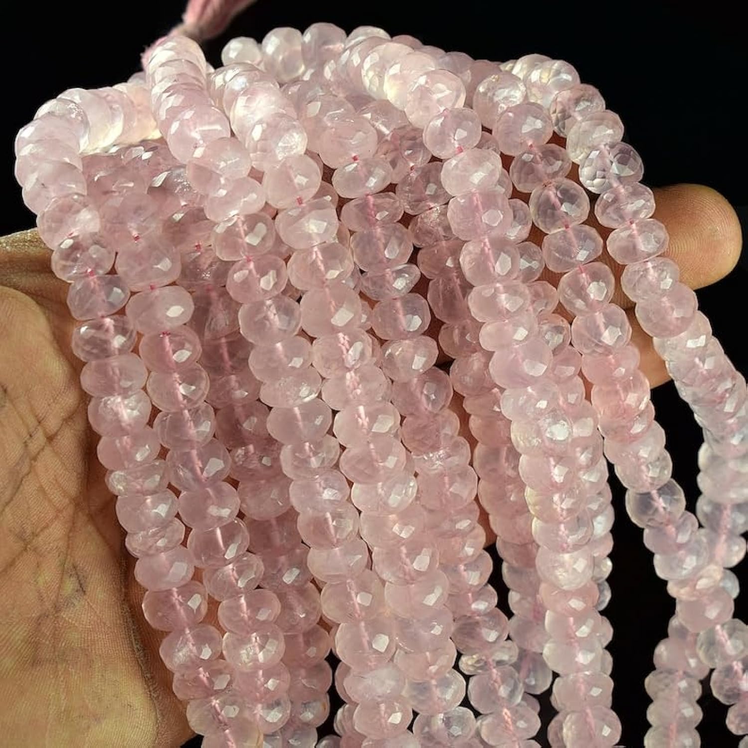Quartz rose naturel facetté 10mm : perles haut de gamme pour création de bijoux d'exception