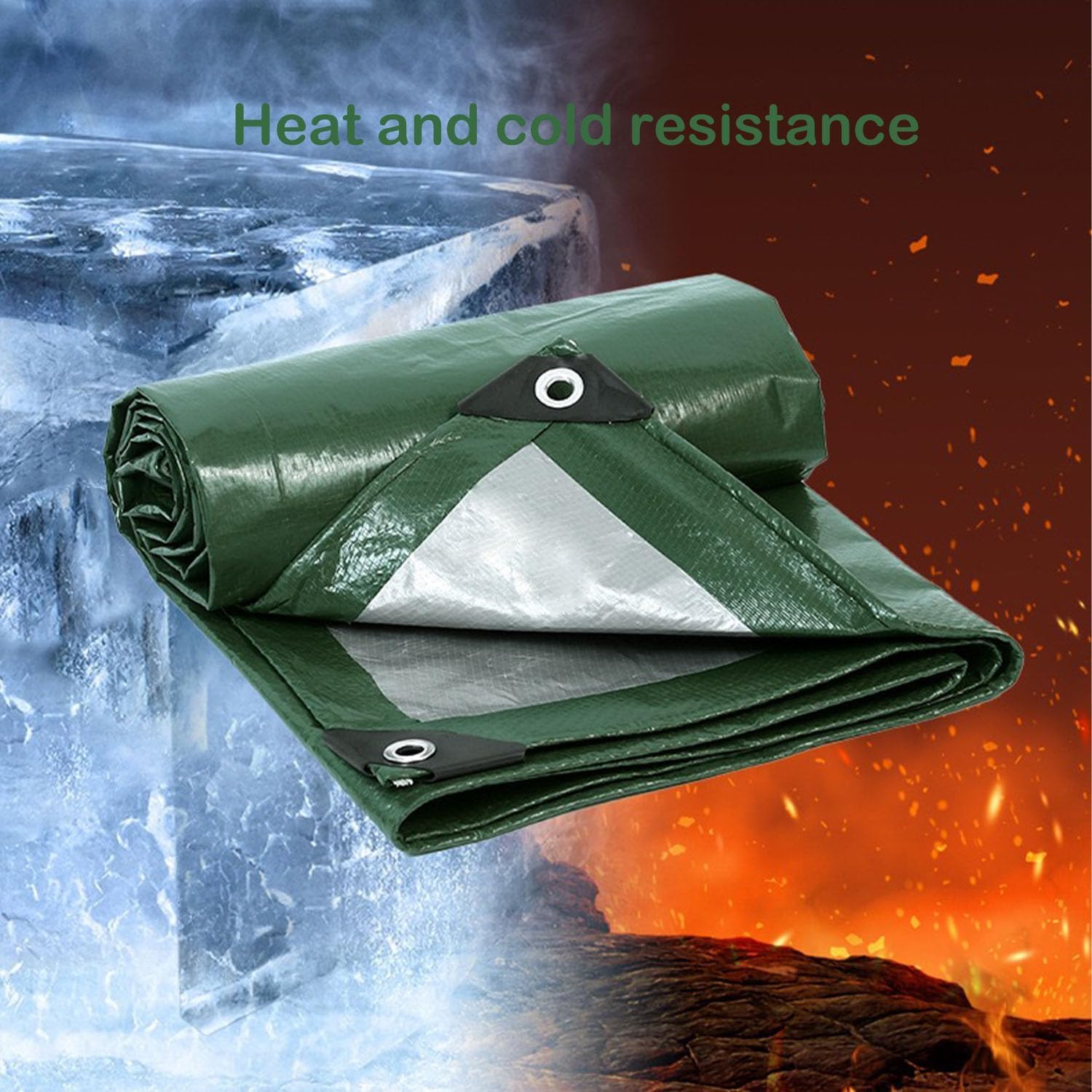 Telone 3 x 6 m verde militare/argentato impermeabile con anelli – Tessuto 130 g/m² antistrappo, resistente ai raggi UV e alla muffa – Multiuso per mobili da giardino, legno, auto
