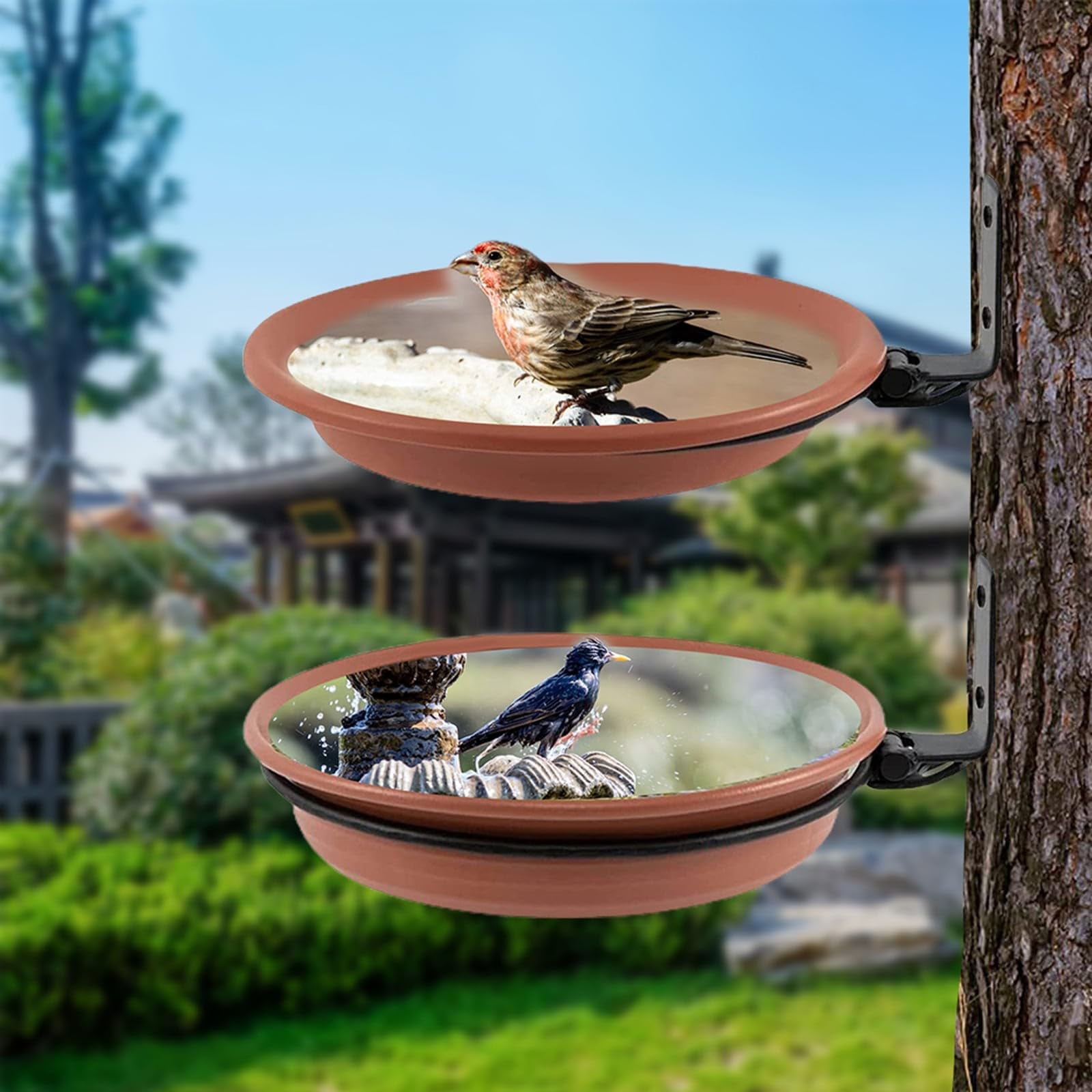 Vogelfutterstation Mit 3 Haken & 2 Schalen – Freistehende Futtersäule Für Gartenvögel