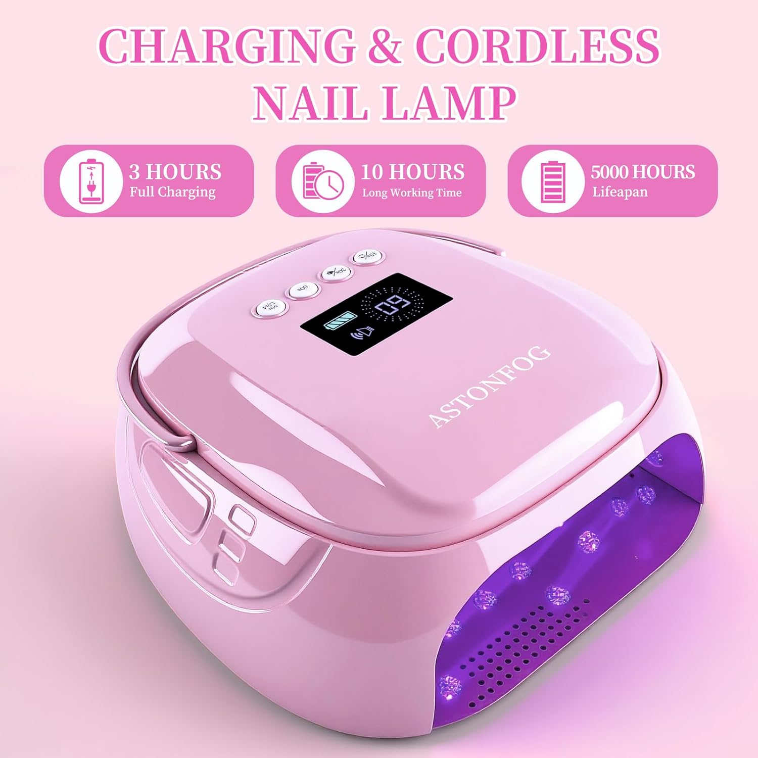 126W UV LED Nail Lamp for Gel Polish Cordless Rechargeable Nail Dryer,Nail Cure Lamp with Automatic Sensor & 4 Timers, Portable Professional Nail Light