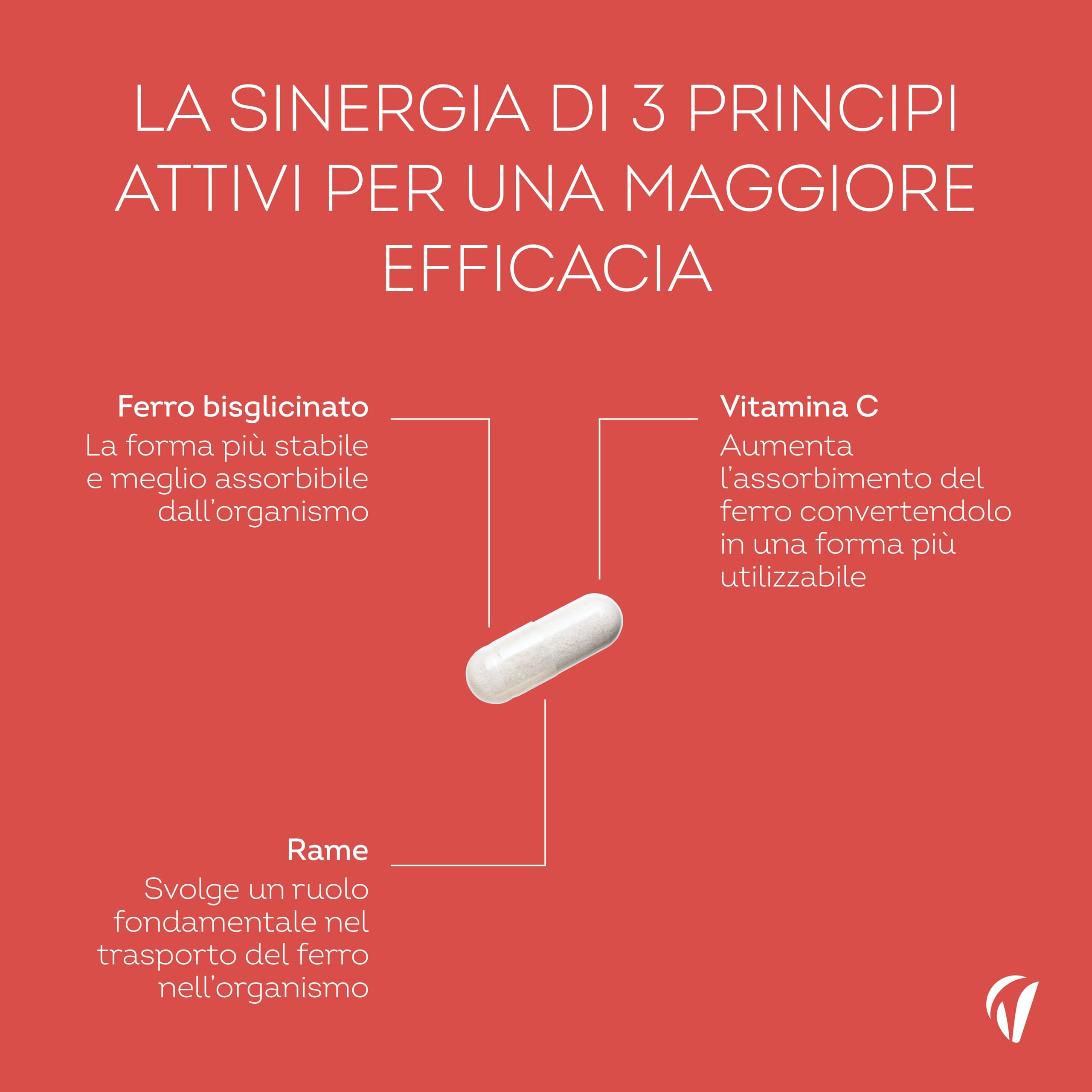 Ferro con Vitamina C - Alta Biodisponibilità (Ferro Bisglicinato Chelato) - Per Energia e Sistema Immunitario - Vegano, Senza Additivi - 180 Capsule - Vitavea