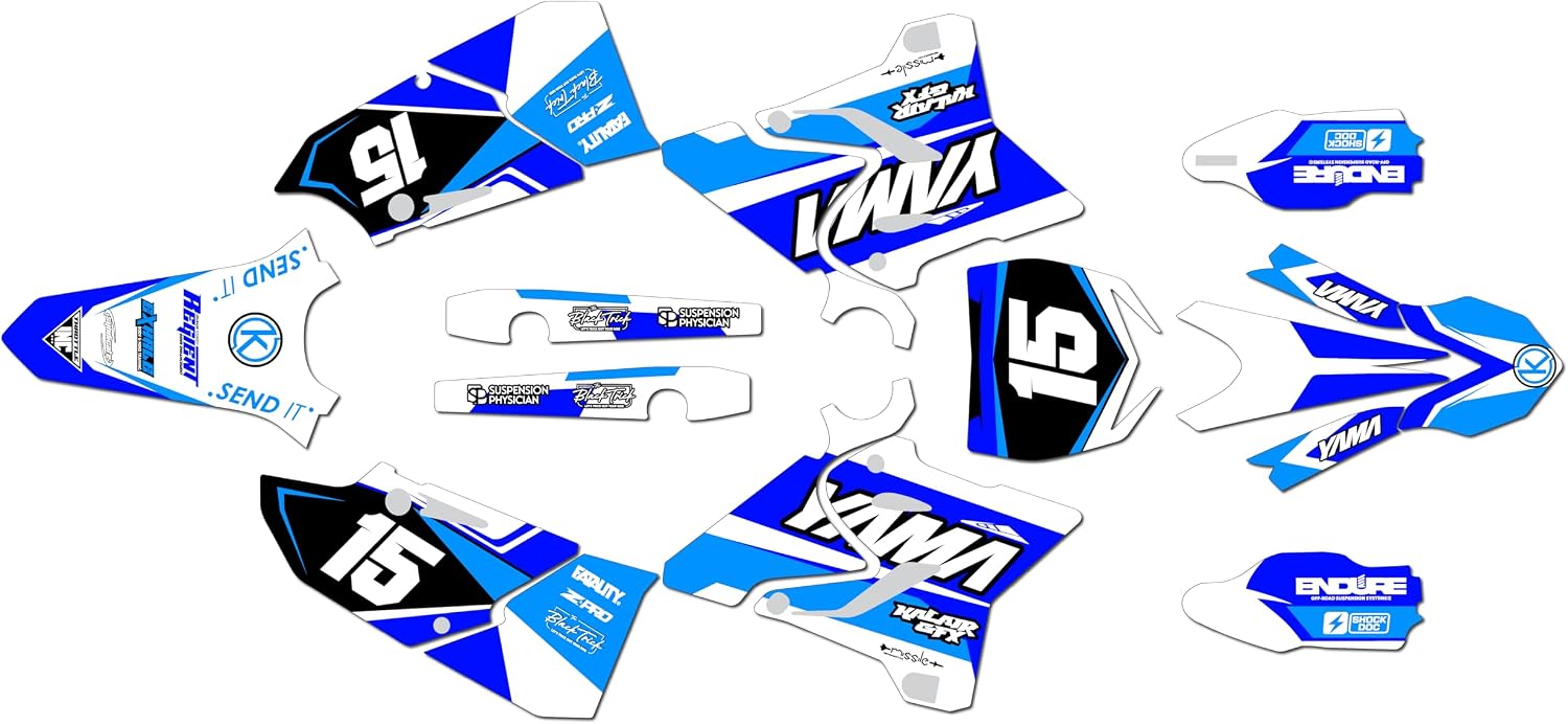 Graphics Kit for Yamaha YZ125 & YZ250 2015-21 Race Series Red-Blue 16 Mil - On/Off the Road - Dirt Pit Bike Motorcycle Sticker, Dirtbike Racing Decal Motocross Accessories no-Plastics