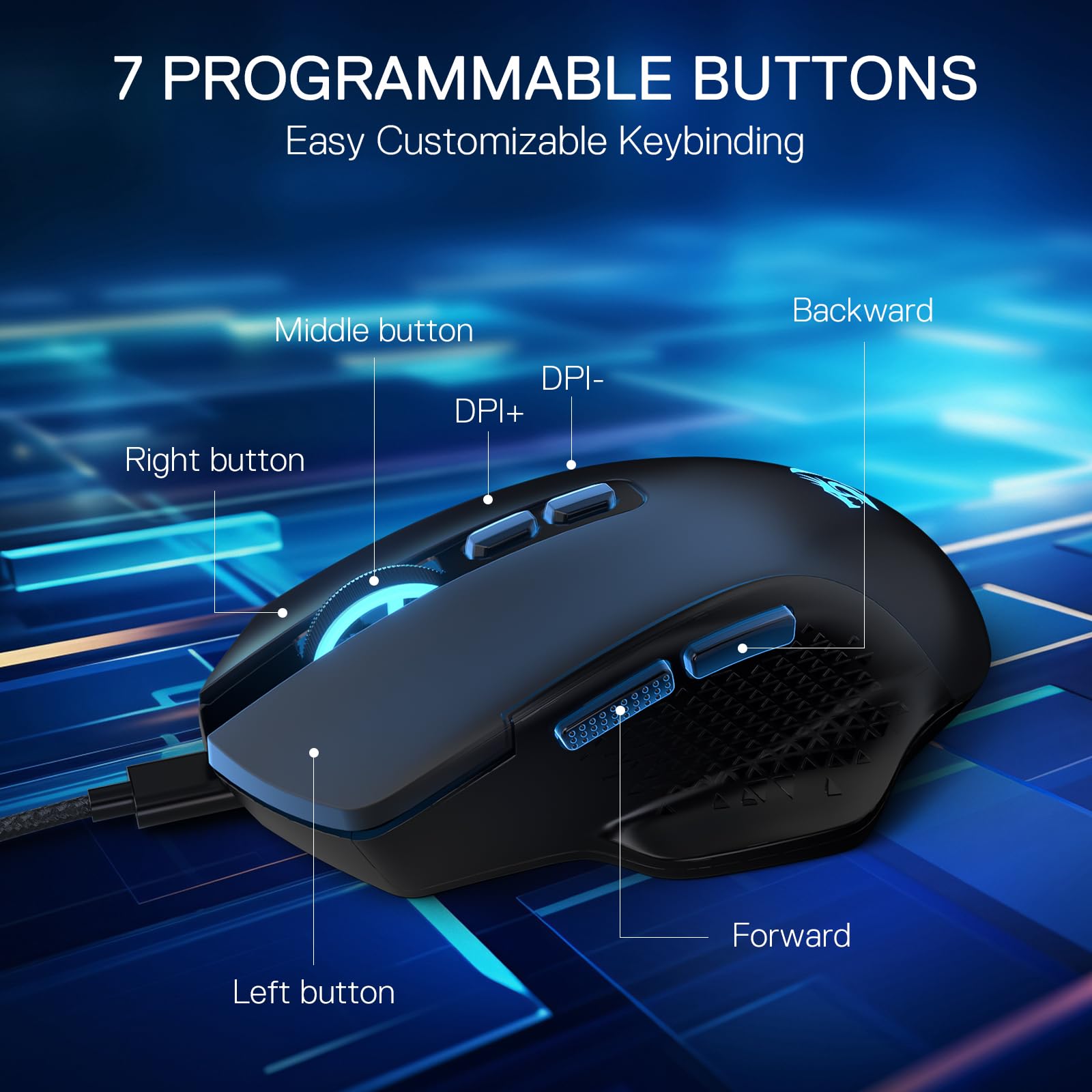 Redragon M695 Mouse Gaming Cablato Programmabile Ergonomico Nero