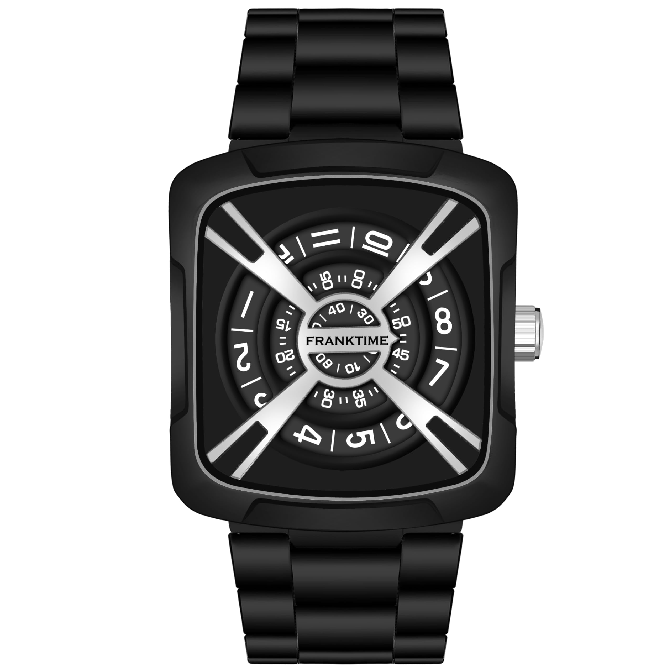Franktime - Flying Disc Luxury and Premium Edition Analog Watch for Mens and Boys | Black Dial Watch for Men | Adjustable Chain Strap Wrist Watch for Men (B0D7CTG4DS) Amazon Price History, Amazon Price Tracker