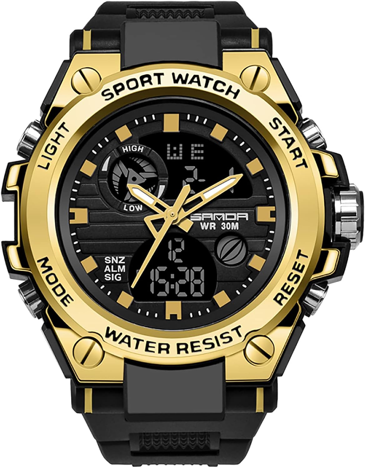 Gosasa Military Sports Watch for Men Outdoor Fashion Mens Watch Dual Display Multifunction Digital Watch Casual Wristwatch Date Waterproof