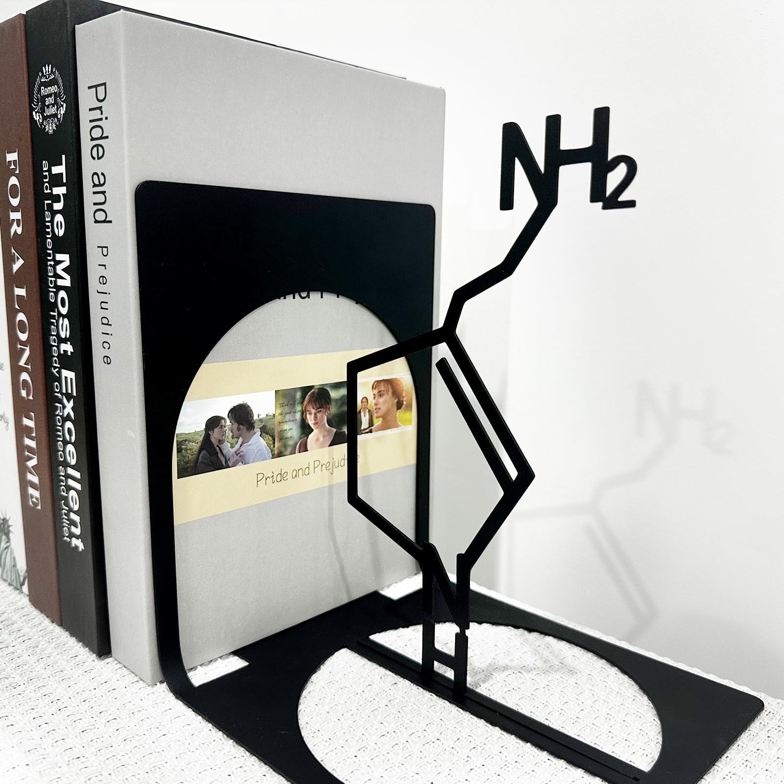Chemie-Metall-Buchstützen, Serotonin-Buchstützen, Serotonin-Metalldekoration, wissenschaftliche Thema-Buchstützen, Buch-Organizer für Schreibtisch, Heimbüro, Buchhalter, Chemie-Geschenke