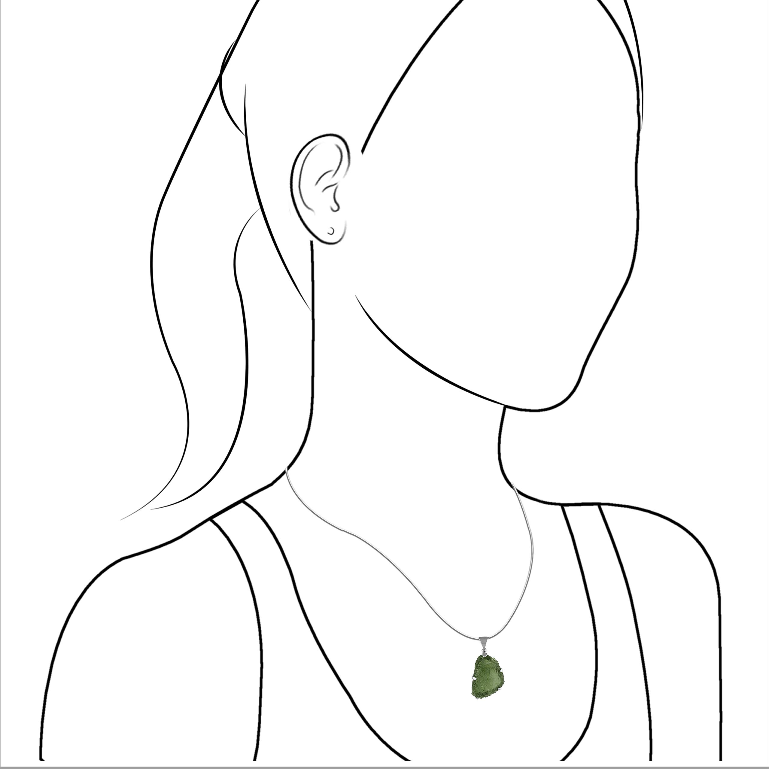 Starborn Pendente moldavite naturale 15-20 carati in argento sterling 925