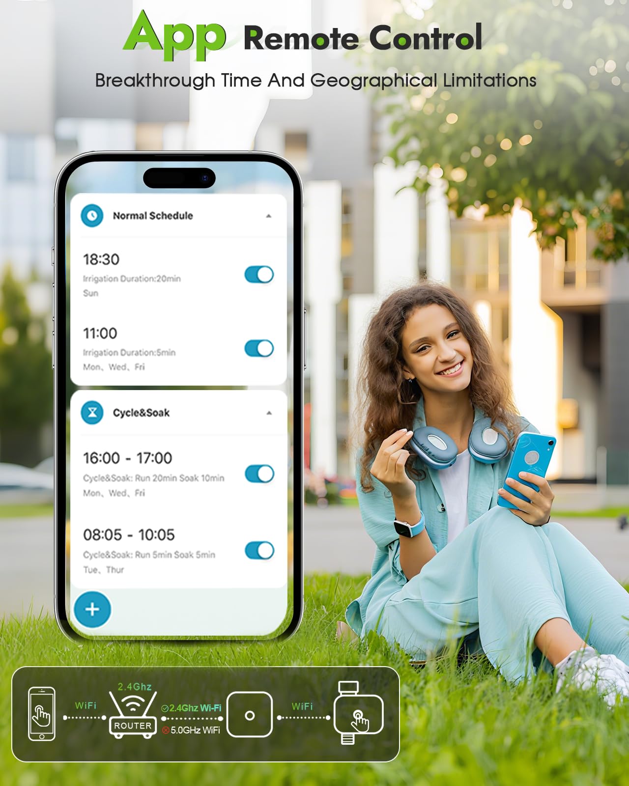 Insoma Temporizador de agua WiFi con entrada y salida de latón, temporizador inteligente de aspersor + retraso automático/manual/lluvia para jardín, temporizadores de manguera con concentrador, hasta