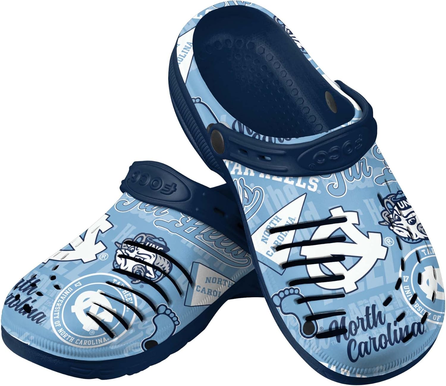FOCO NCAA Mens NCAA College Team Logo Garden Water Sandals Shoes Slipper Clogs with Stap