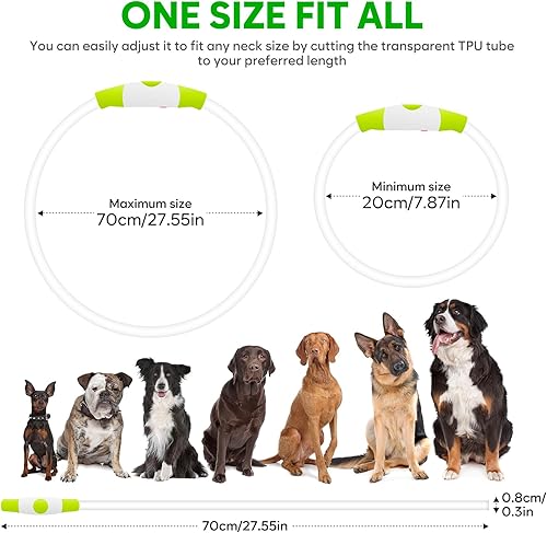 Miniatura 4 de Collares de perro iluminados HIGO, collar de perro LED recargable por USB, collar de perro de TPU que se puede cortar y brilla en la oscuridad,