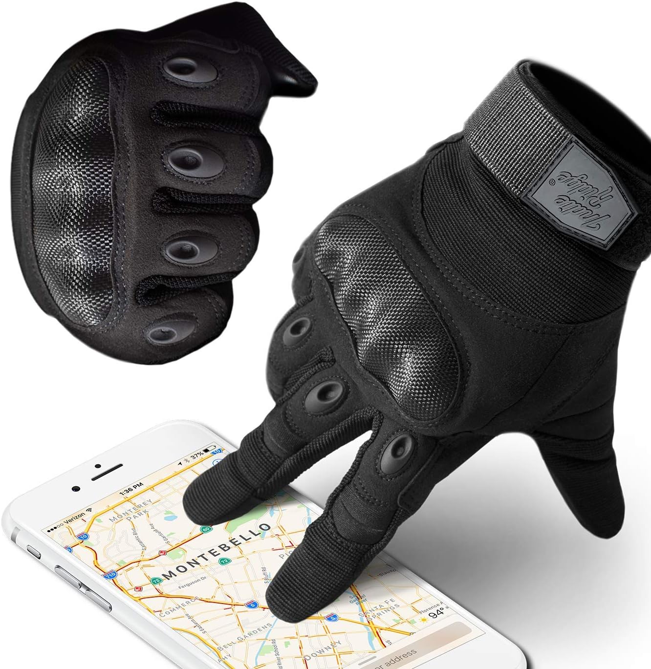 Indie Ridge Powersports Motorcycle Gloves, Lightweight Carbon Fiber Racing Gloves with Mobile Touch Screen Fingertips (Medium)