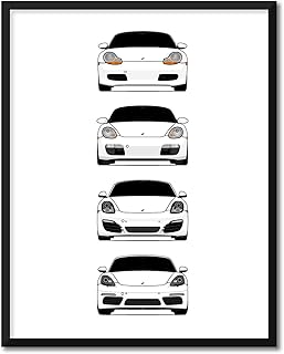 CUSTOMIZABLE COLOR: Porsche Boxster Generations Inspired Car Poster - Handmade Print of Boxster 986, 987, 981, 718-8x10" Satin Print (Unframed)-Perfect Gift Car Enthusiast