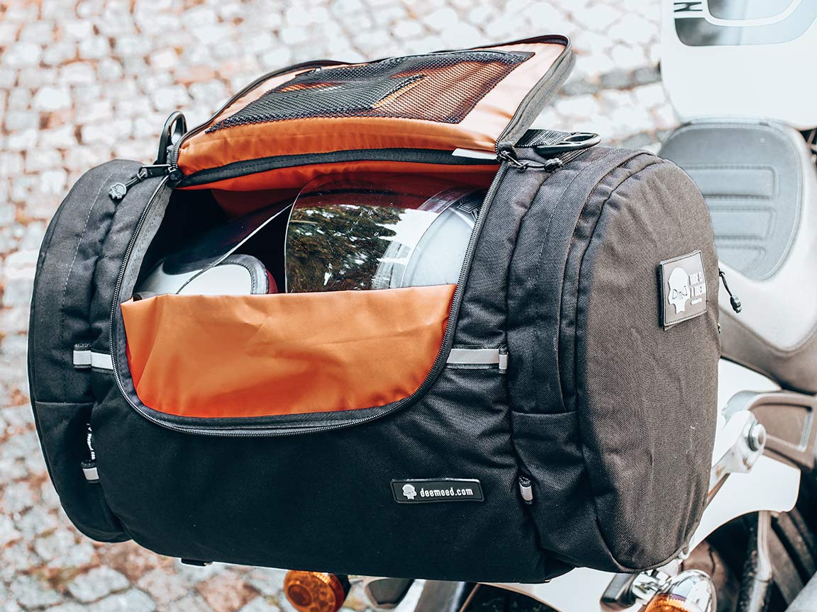 Motorrad Hecktasche, rollenförmig, aus wasserdichtem Cordura, 51 Liter Fassungsvermögen + zusätzliche Regenhülle inklusive (Cordura, L (51 L))