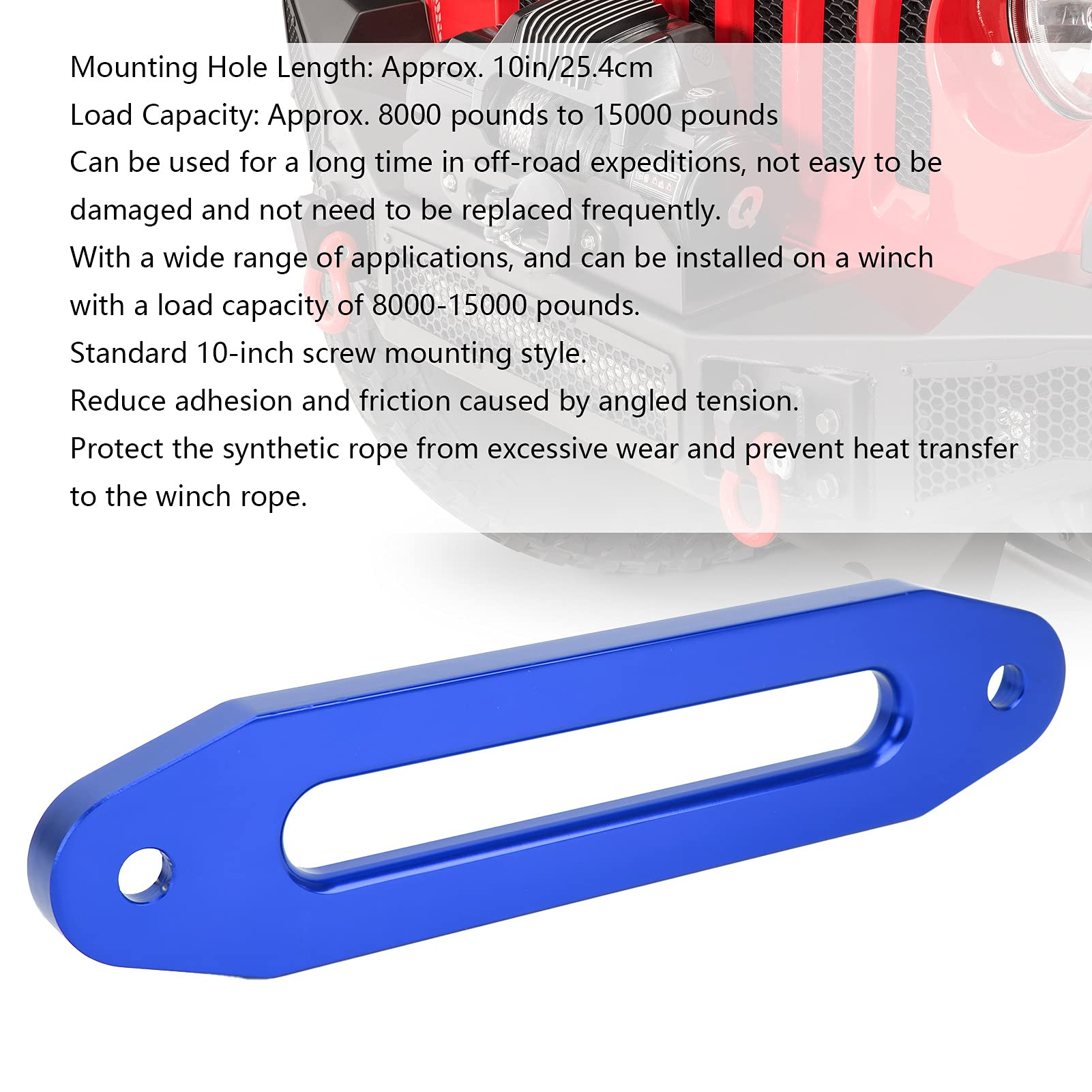 KIMISS Passacavo per Verricello Hawse, Passacavo per Argani Hawse per Auto 10 Pollici / 25,4 Cm Carico da 8000 a 15000 Libbre Sostituzione per la Manutenzione(B (Blu)