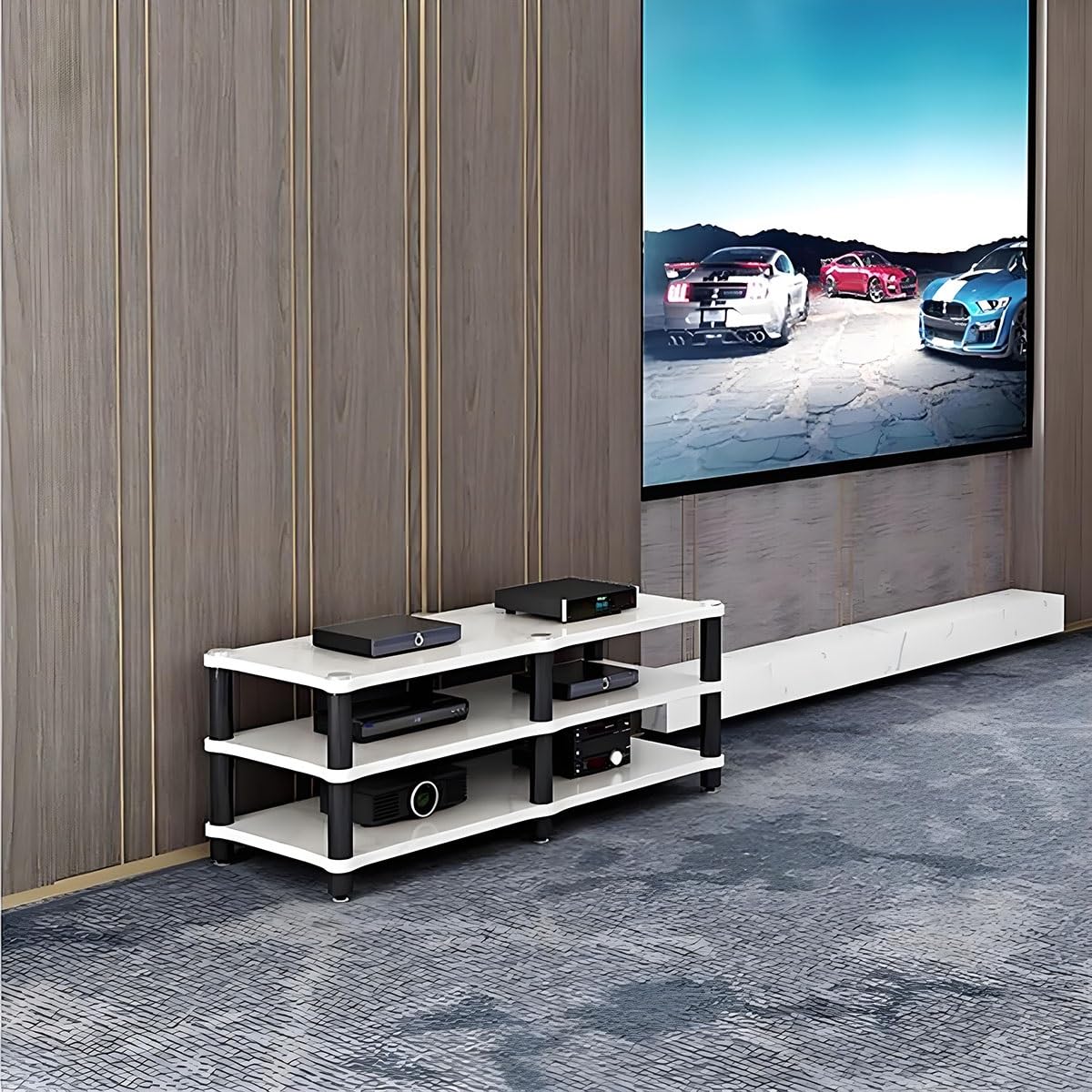Wielokolorowy stojak multimedialny AV do odtwarzacza CD, stojak stereo i wieża audio, szafka na konsolę wideo do salonu, gier i miejsca do nagrywania - trwały i stylowy design