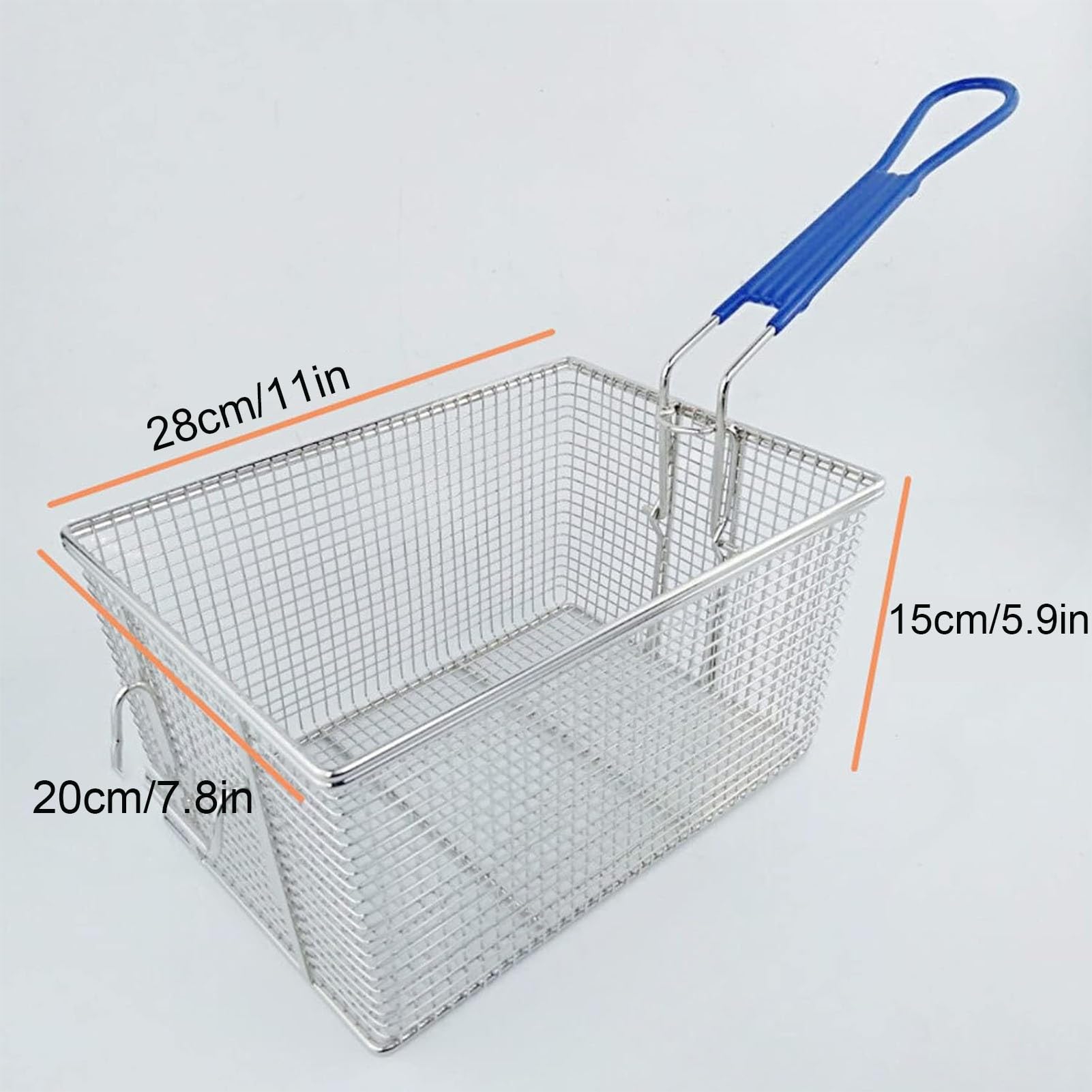 Cesta para freidora de acero inoxidable con diseño de malla cuadrada para uso profesional en la cocina