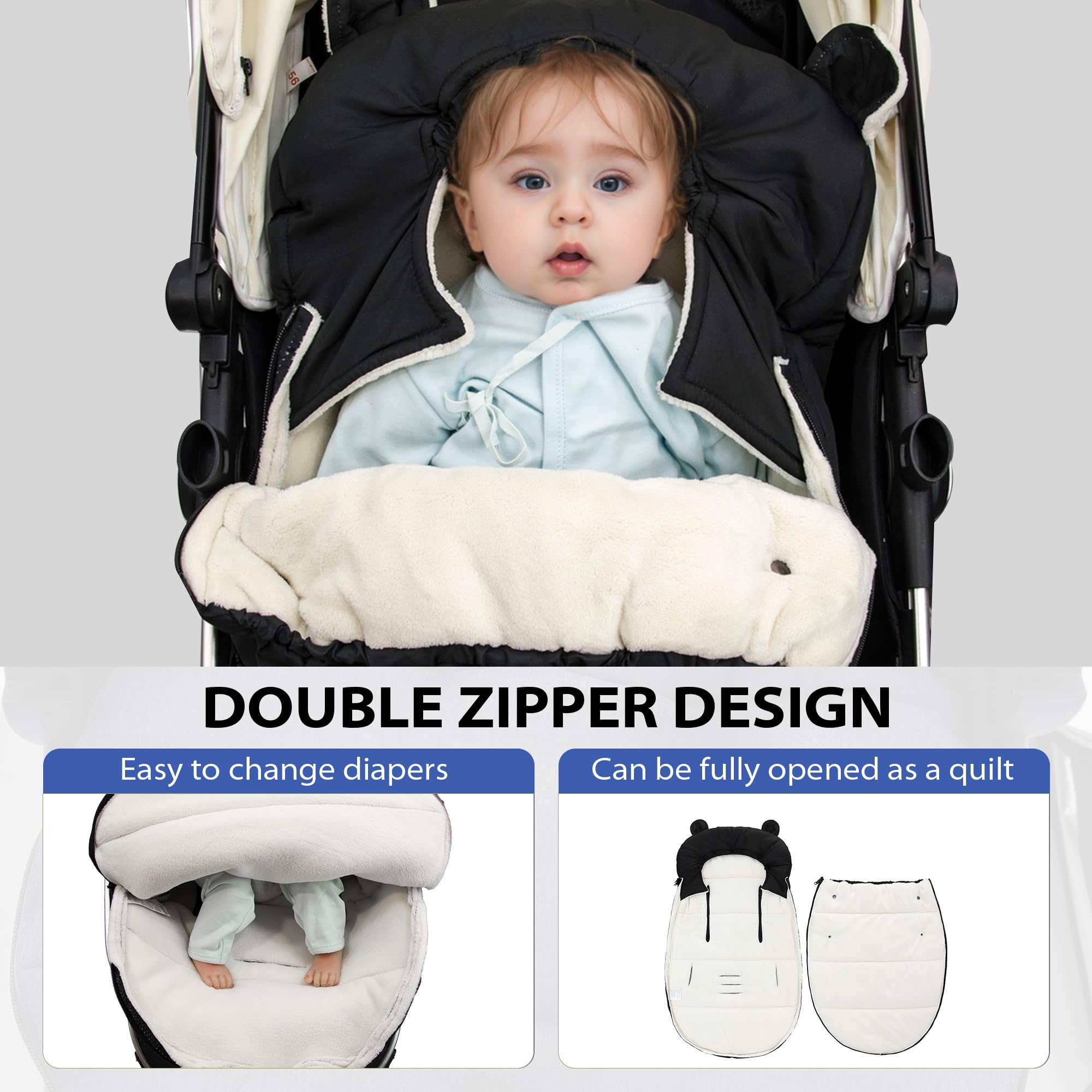 Universal para Cochecito De Bebé, De Invierno para Cochecito, Universal para Silla De Paseo, Color Negro