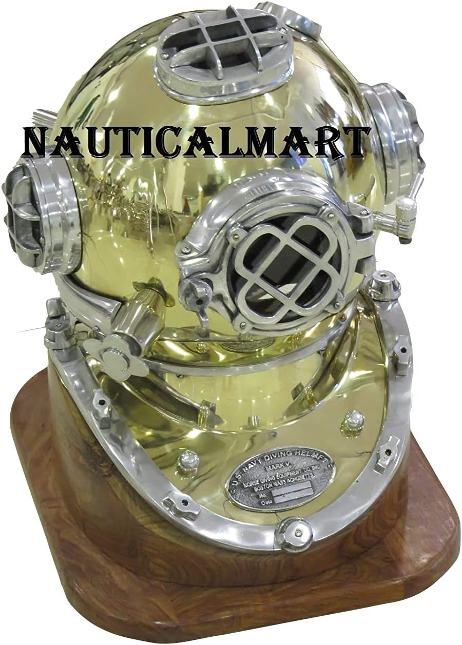Antique Brass Scuba Diving Divers Helmet Mark V Original Brass 18" Deep Sea Navy Vintage Nautical Décor Marine Gift
