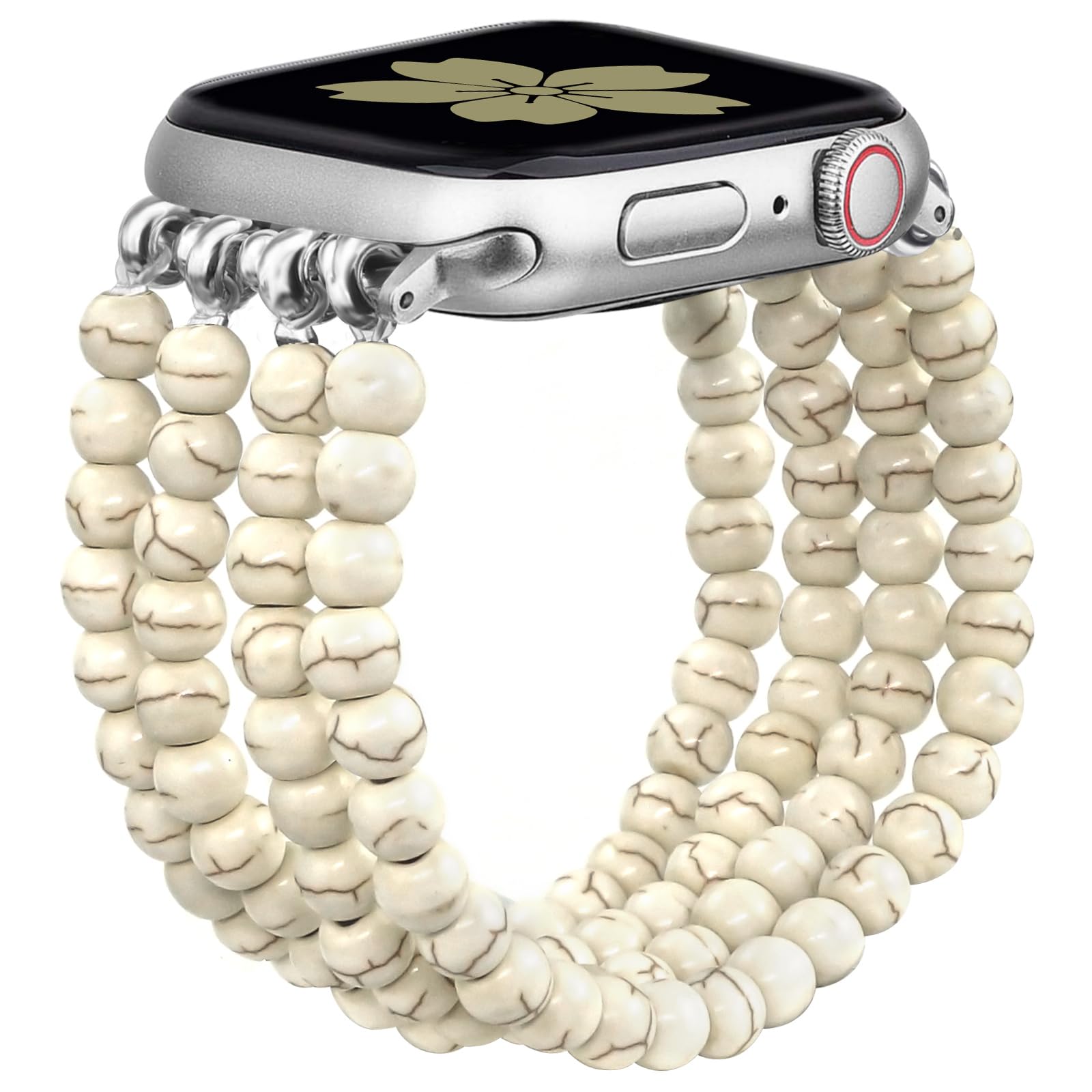 Newlibery Natural Stone Bracelet Beaded-Bands Women Compatible with Apple Watch 38mm 40mm 41mm 42mm (S10/11) Feminine Cute Handmade Stretch Strap for