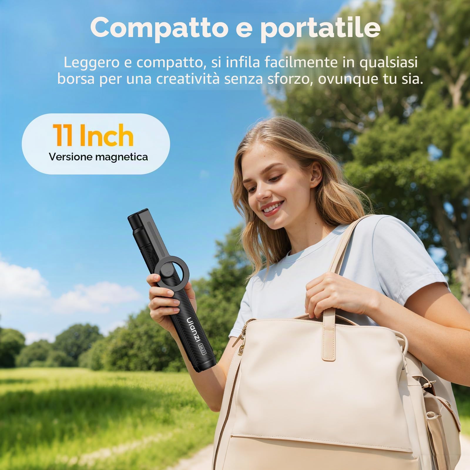 ULANZI SK27 Treppiede smartphone 165 cm, Magneti N52, Telecomando Bluetooth 10 m, 8 Sezioni, Selfie stick magnetico MagPod, Tripode cellulare per iPhone 17, 16, 15, 14, 13, 12, Vlog, Viaggio