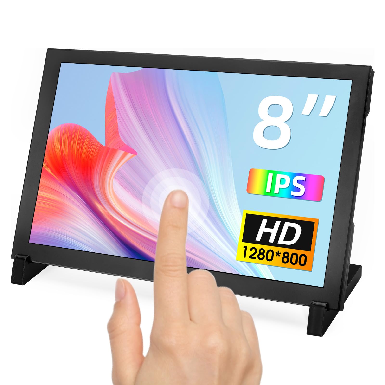 ELECROW For Raspberry Pi Display, Mini Monitor 8 Inch 1280 x 800 Touchscreen Monitor Compatible with Raspberry Pi 5/4, PC/Laptop, Jetson Nano