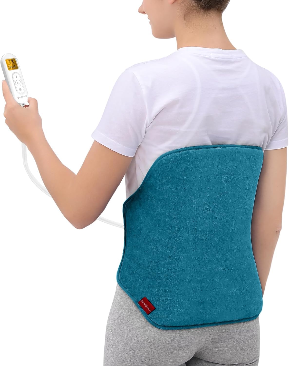 Comfytemp Fascia Riscaldante Schiena Extra Large, 9 Livelli Temperatura, Timer 11, Scalda Schiena Elettrico, 39x61 cm Termoforo Lombare per Schiena e Adome, Lavabile, Regalo (Max: 120 cm)