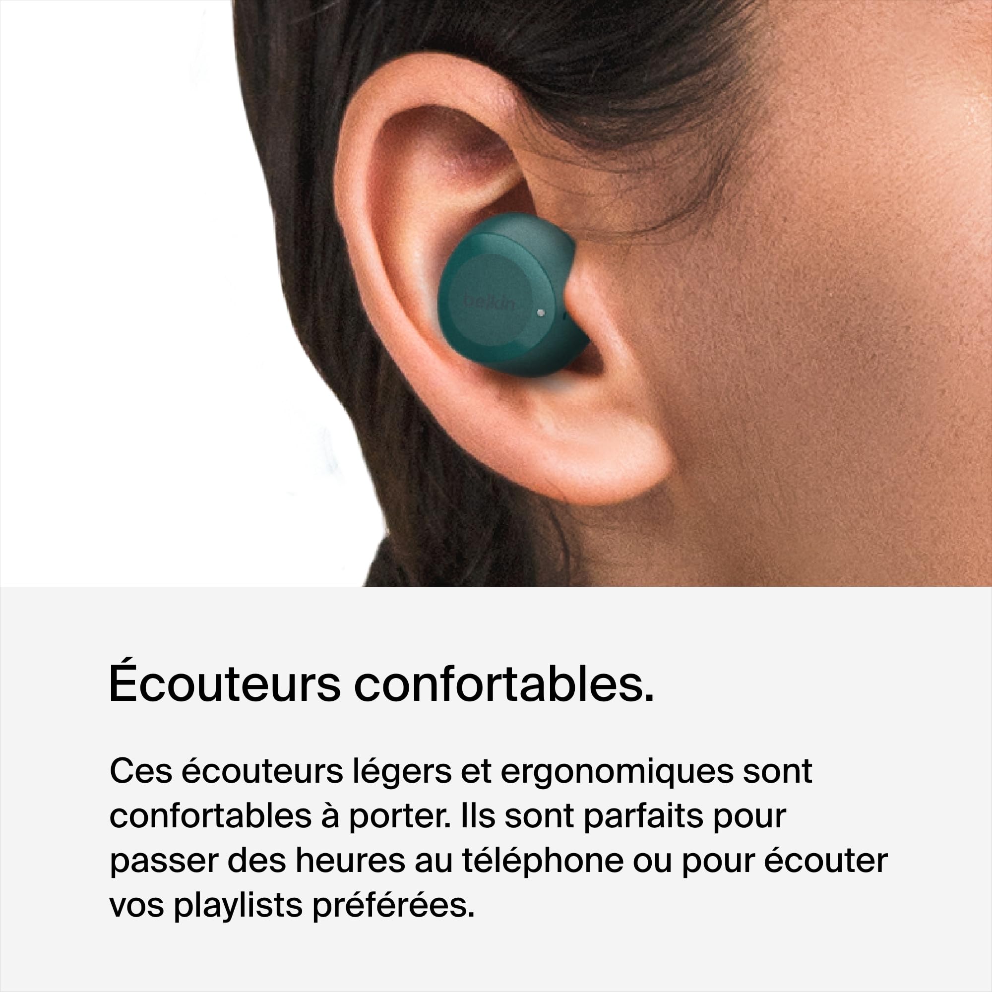 Belkin Écouteurs True Wireless SoundForm Bolt (sans fil, jusqu'à 28h d'autonomie de batterie, mode mono, certification IPX4, Bluetooth, micro, pour iPhone, Galaxy, etc.)