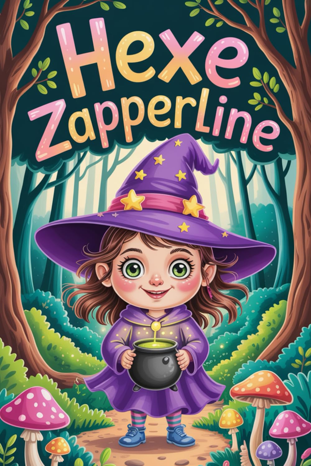 Hexe Zapperline und ihre Freunde – Magisches Wald-Malbuch für Kinder & Senioren: Zauberhafte Hexen & entspannende Ausmalbilder | Großformat | Jede zweite Seite leer