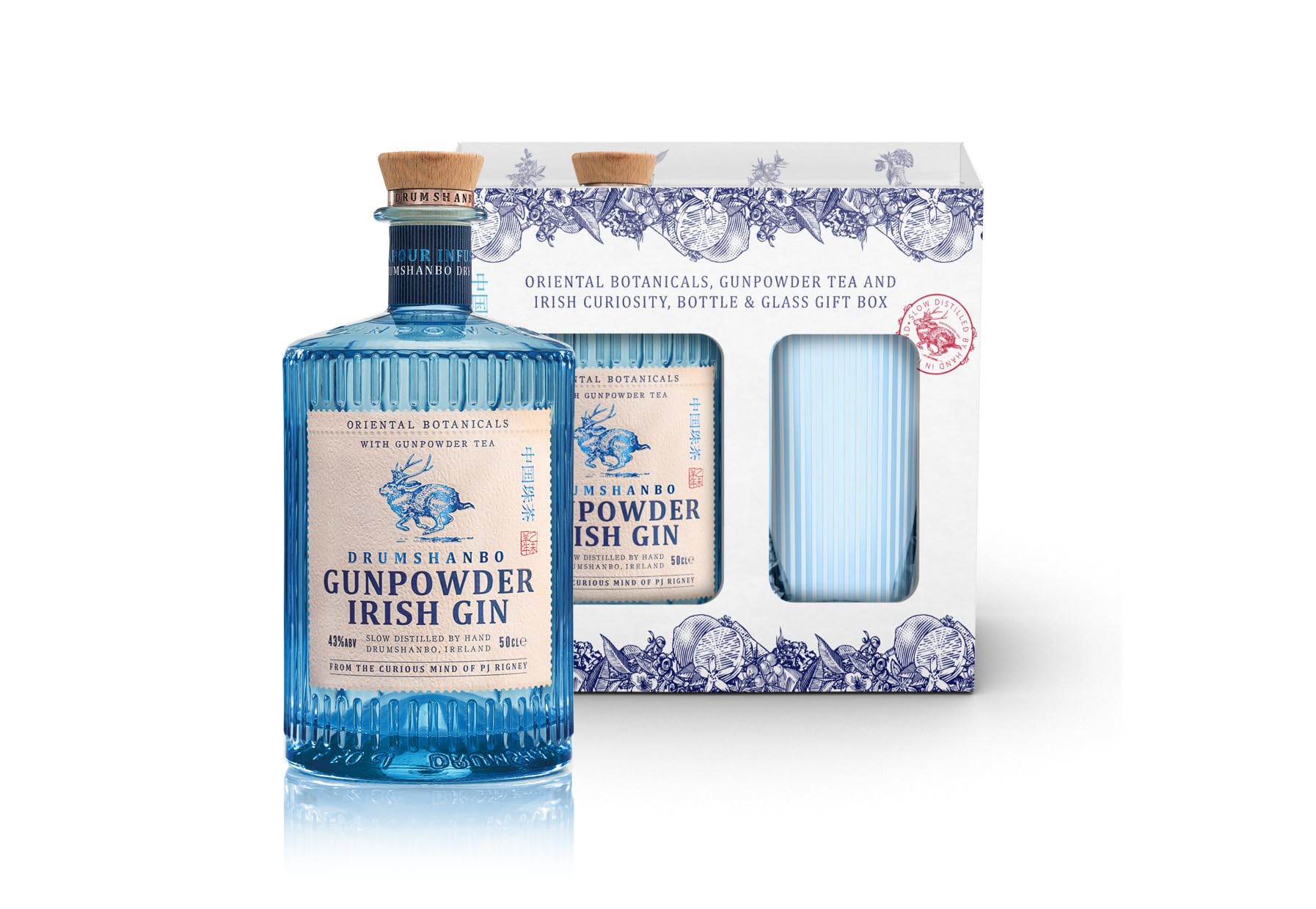 Gunpowder Irish Gin mit Geschenkverpackung und Gin Glas (1 x 0,5l)