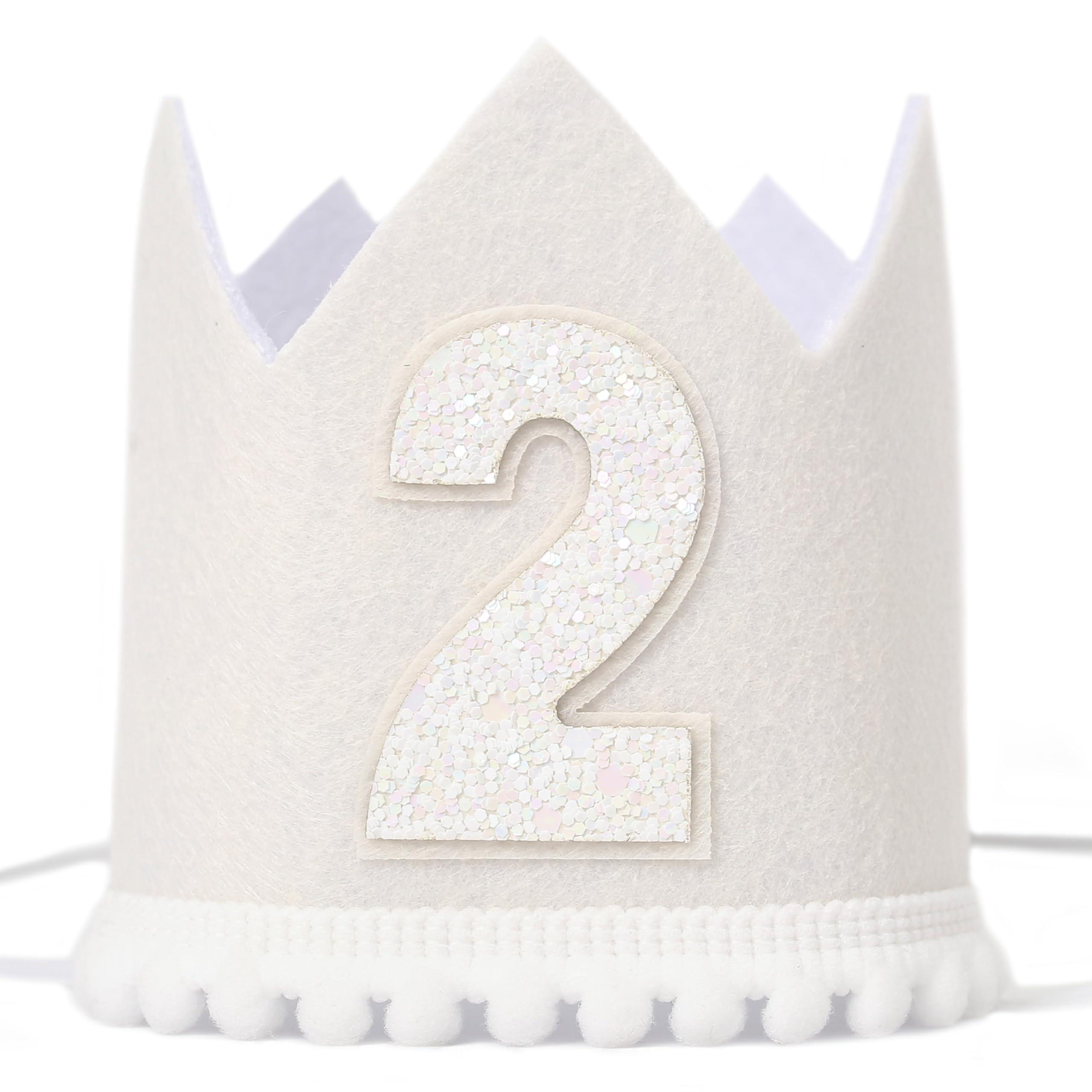 HGFC Headwear Natural Boho Two Birthday Decorations, Milky white Colored 2th Birthday Hat, Cake Smash Photo Prop, Best 2th Birthday Accessories
