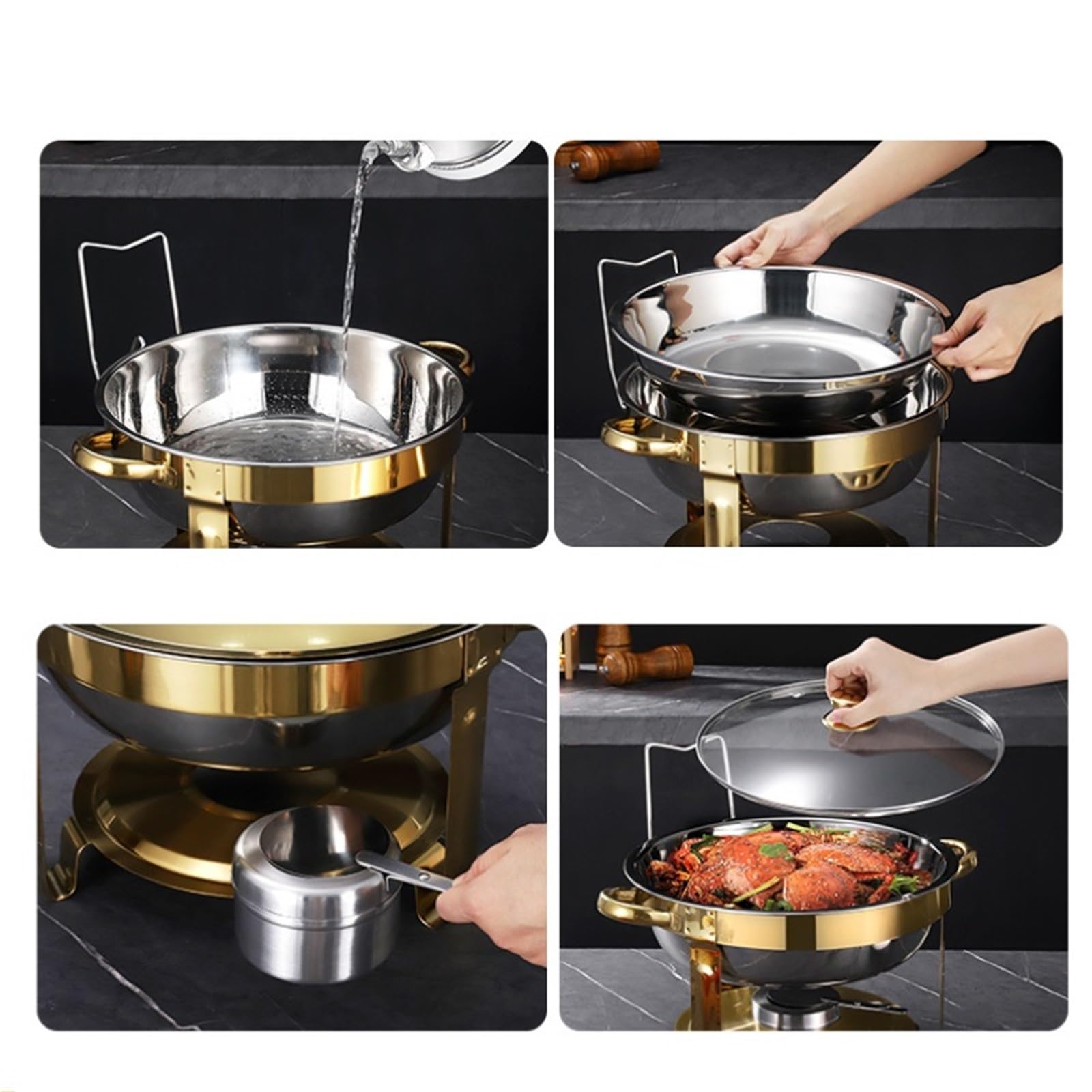Set scaldavivande da Buffet in Acciaio Inossidabile da 4 Litri