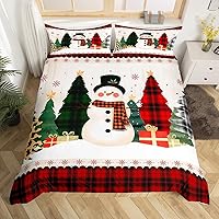 Vista 31 de Juego de funda de edredón con diseño de ciervo de cabaña, tamaño twin, juego de ropa de cama rústica de tablón de madera de árbol de Navidad