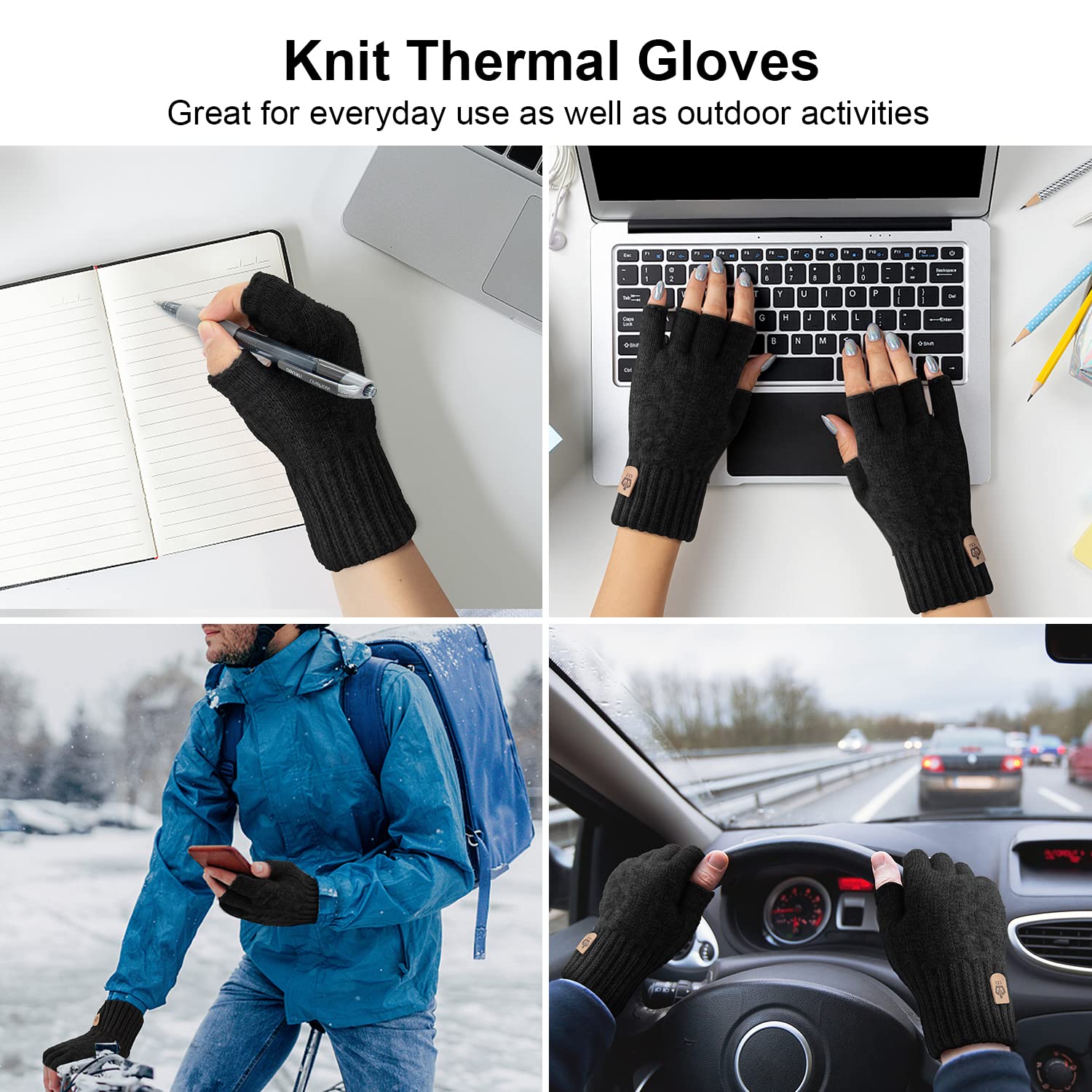 Thermisch Fingerlose Handschuhe Damen Herren Strick Touchscreen Winterhandschuhe Skifahren Radfahren Arbeit
