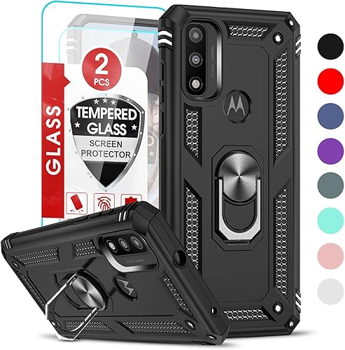 LeYi Funda para Moto G Pure para teléfono, funda para Moto G Power 2022 con 2 protectores de pantalla de vidrio templado, grado militar, funda