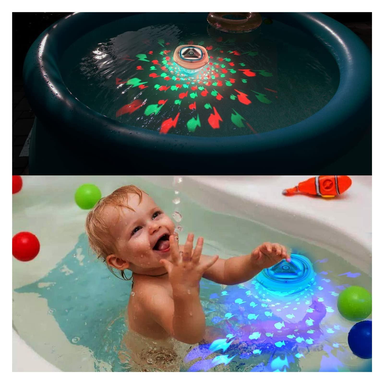 Pływające oświetlenie do basenu wodoodporne kolorowe zasilanie bateryjne zatapialna wanna stawu z hydromasażem Spa fontanna projektor prezenty dla dzieci Tworzenie Atmosfery(2 Pack)
