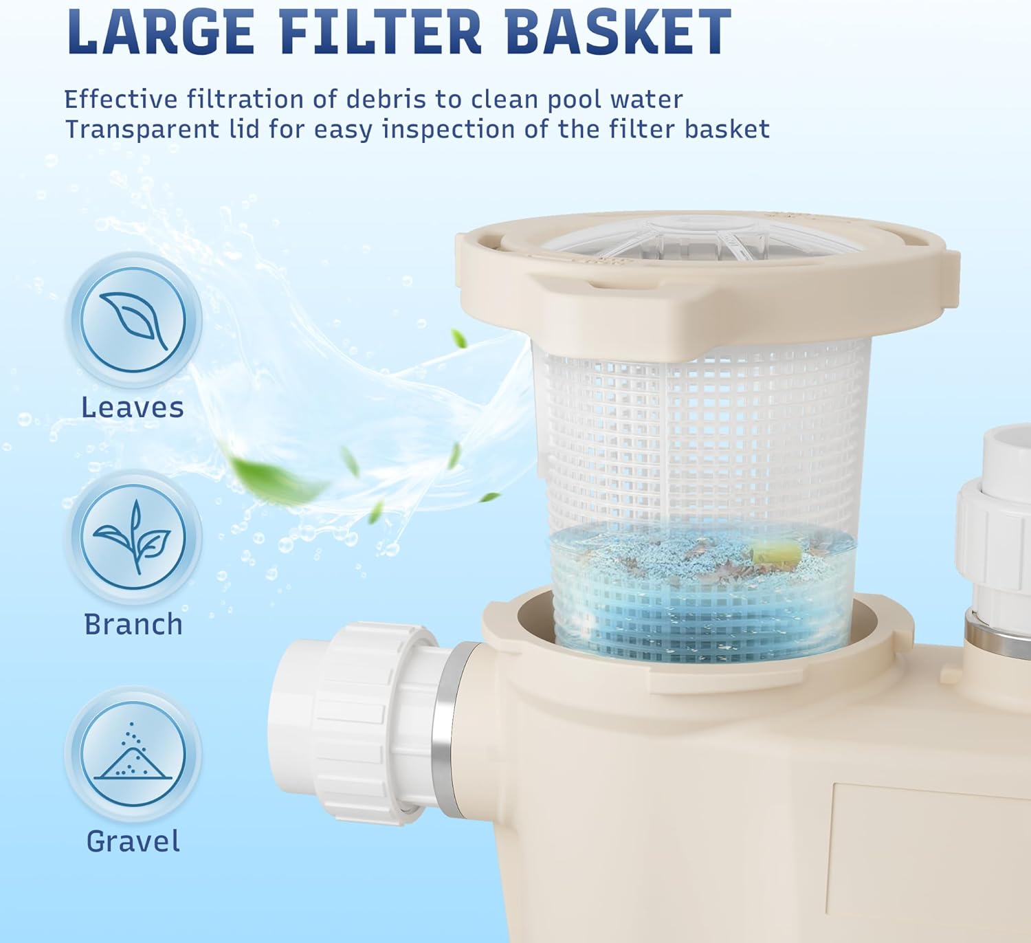 1.5 HP Pool Pump, 6815 GPH High Flow Self Primming Pool Pump Inground, 115V/230V, Low Noise Swimming Pool Pump In/Above Ground with Filter Basket and 2"/1.5" Fittings