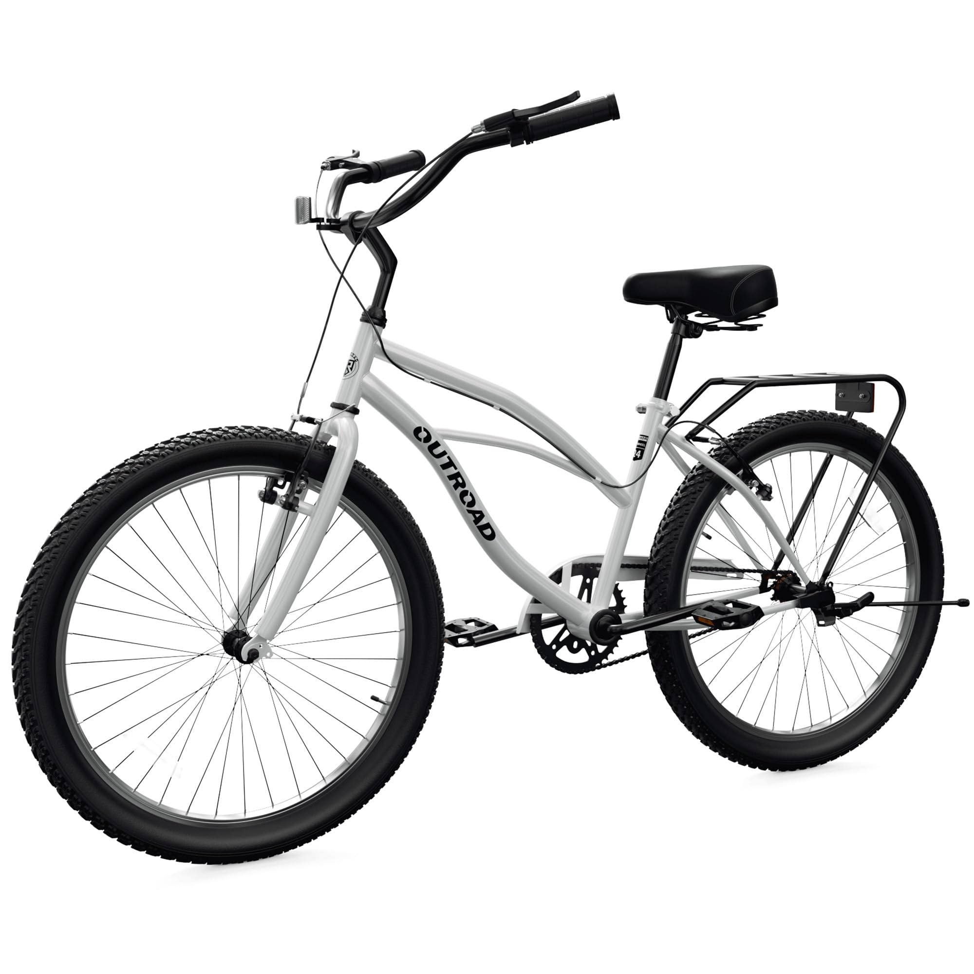 Beach Cruiser Bike, 24/26" Commuter Bicycle for Adult Men and Women, Comfortable City Bikes with Rear Rack or Basket for Casual Rides