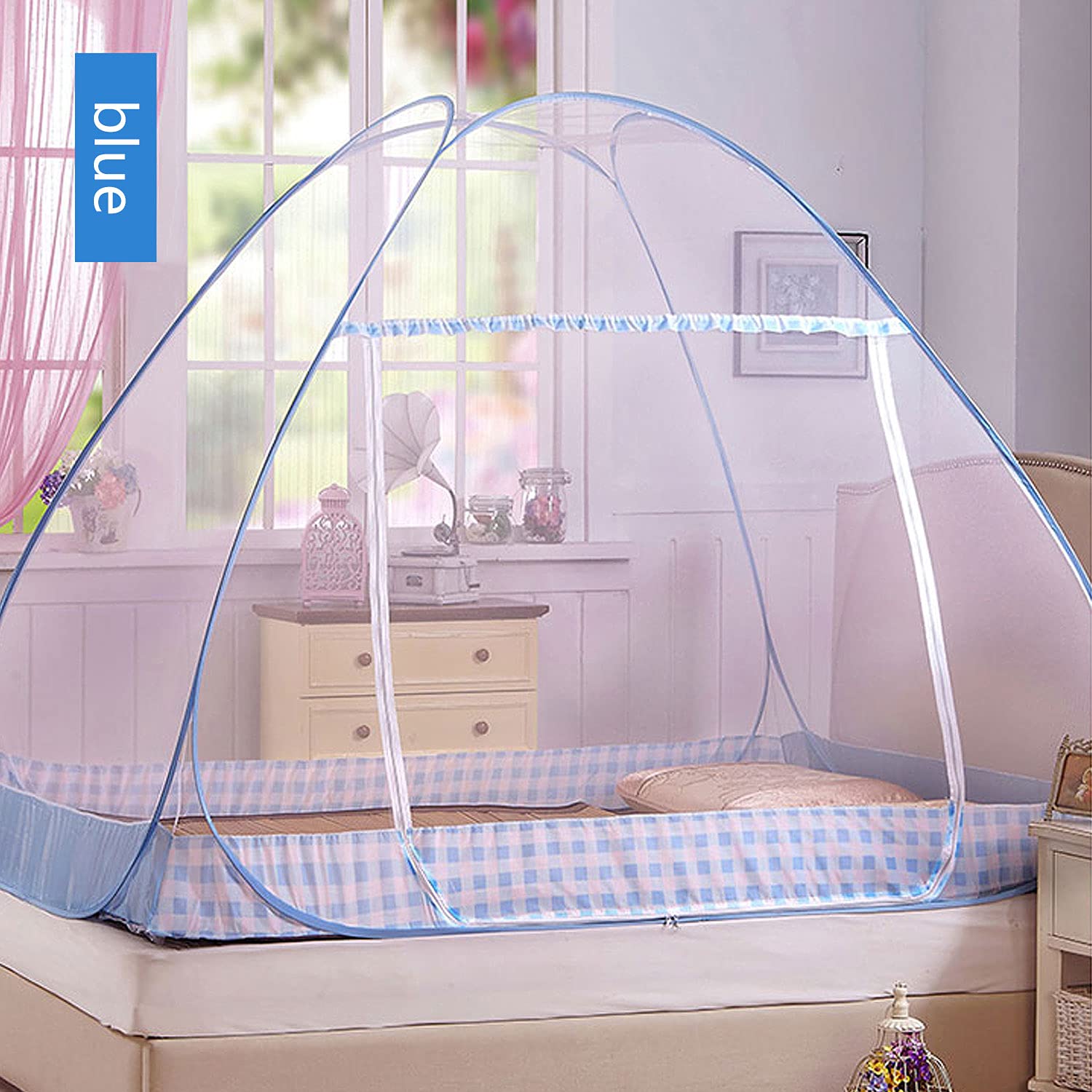 Zanzariera Pop-Up Pieghevole Per Letto Singolo Con Cerniera – Portatile Per Campeggio E Casa, Bianca
