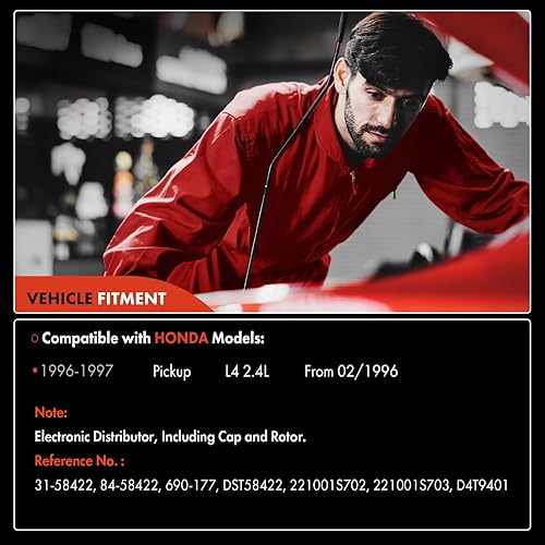 Miniatura 2 de A-Premium Distribuidor de encendido con tapa y rotor Compatible con Nissan Pickup 1996-1997 2.4L