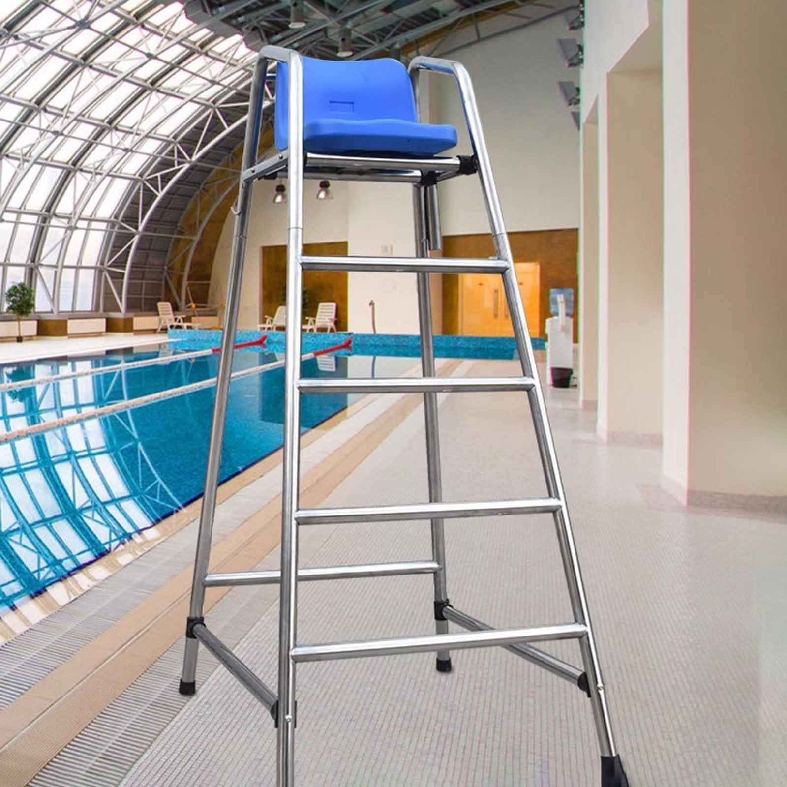 Wytrzymałe krzesło ratownicze 180 cm (70,9 cala) – taboret do obserwacji ze stali nierdzewnej na basen i plażę – bezpieczny i wygodny stojak do parków wodnych, ratowników i na podwórko