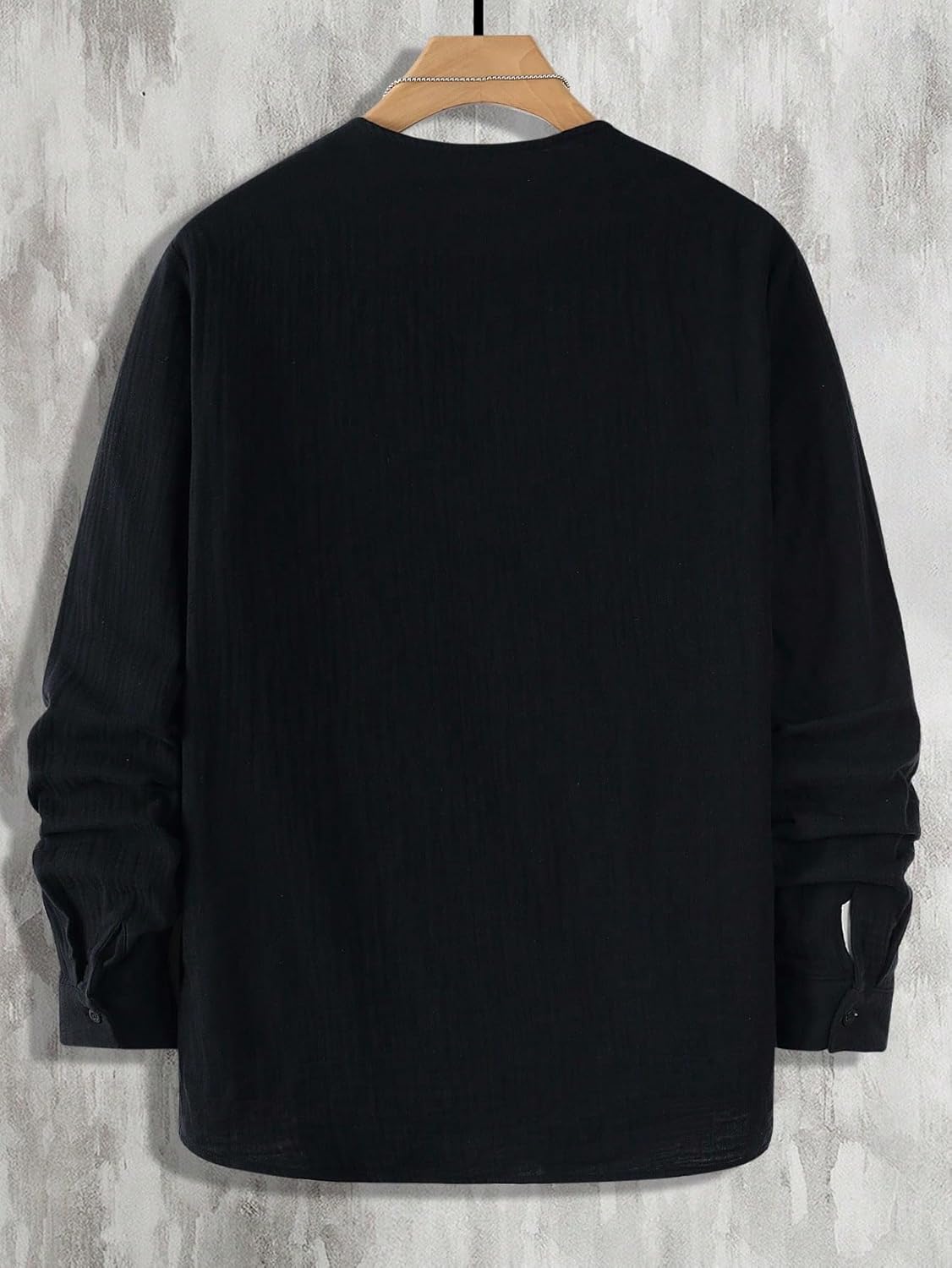 GORGLITTER Men's Textured Button Down Shirt Long Sleeve Crew Neck Casual Vacation Tops - Image 2