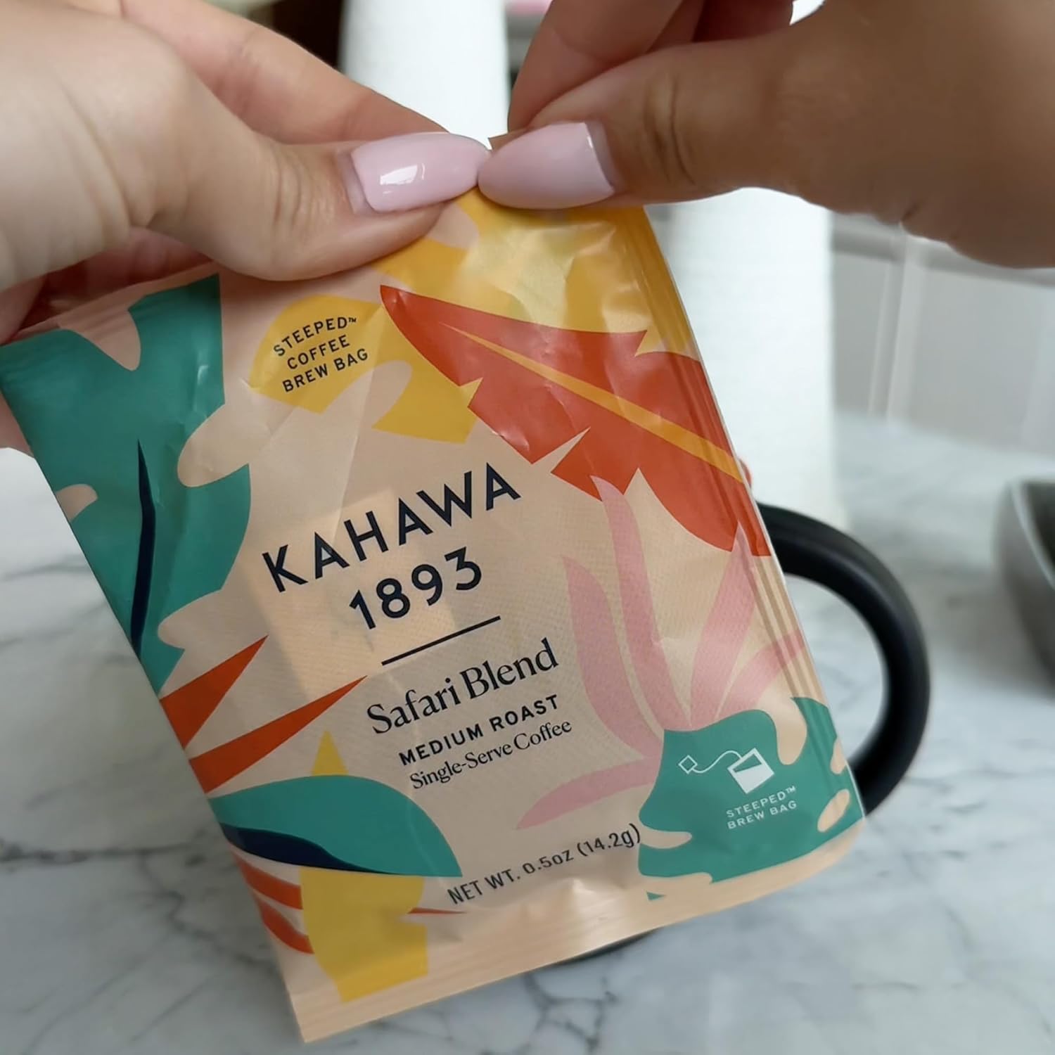 Kahawa 1893 Coffee Tea Bags Medium Roast Safari Blend 12 Single Serve Bags - As Seen on Shark Tank, High Antioxidants, Naturally Sweet, Organically Grown, Ethically & Sustainably Sourced