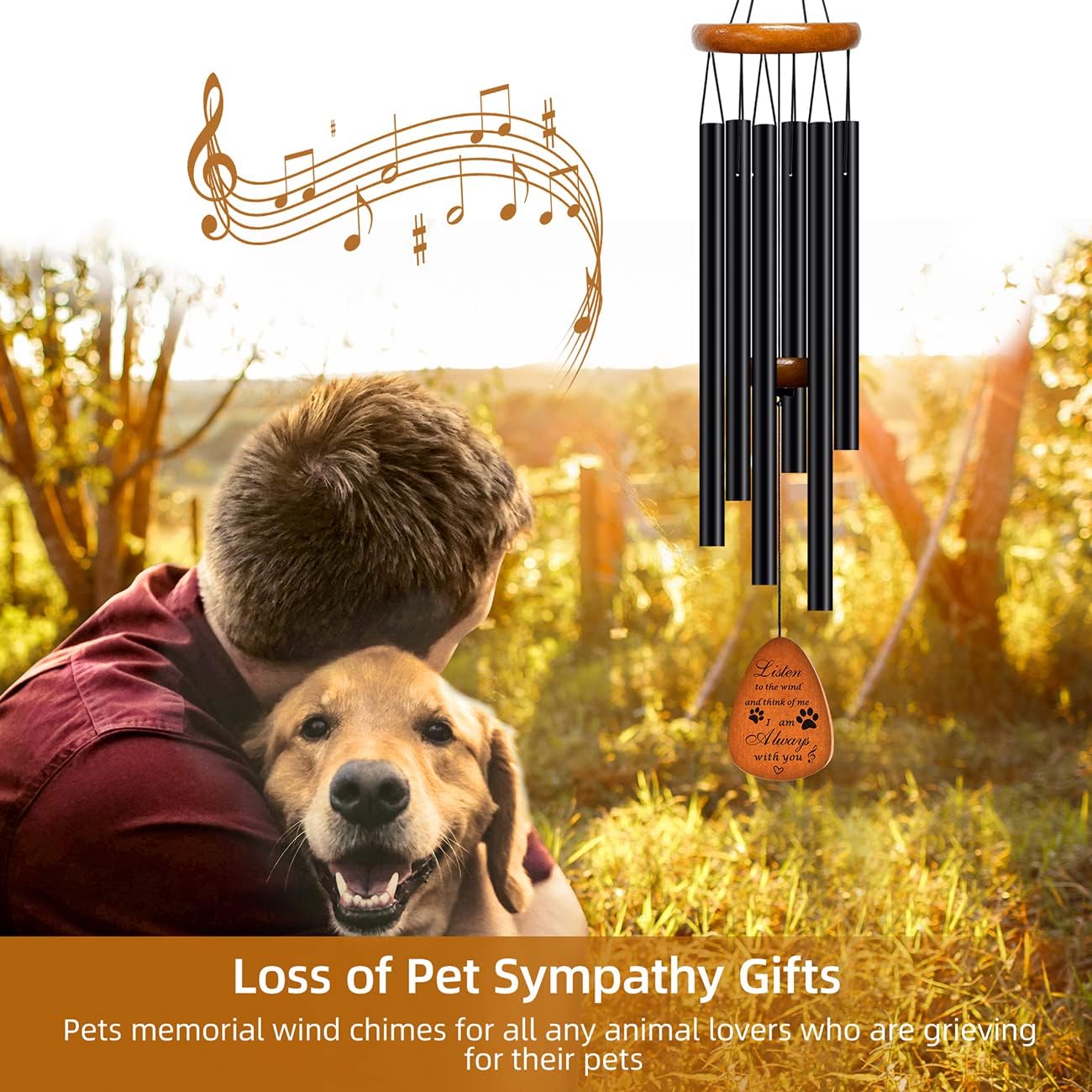 Pet Memorial Gifts Wind Chimes - Dog Cat Memorial Gift,Pet Lost Gifts,Bereavement Remembrance Gift for Loss of Dog Cat Wind Chimes,28 inches - Image 3